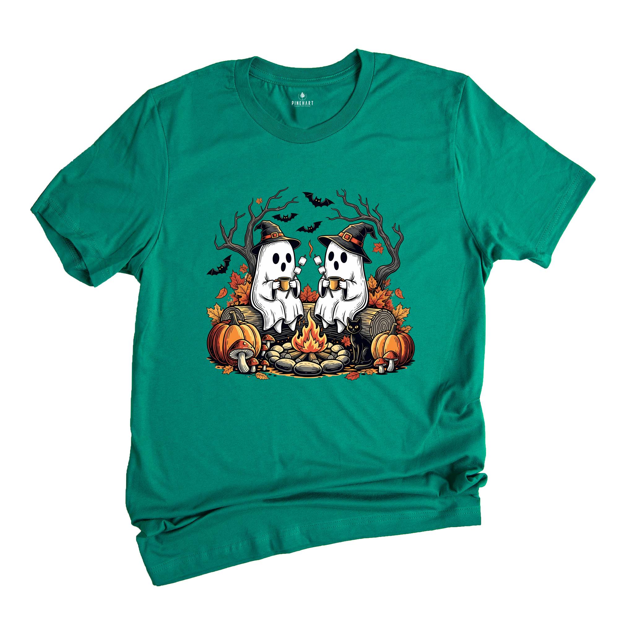 Comfort Colors ® Retro Cute Ghost Halloween Shirt, Gift For Camping Halloween T-Shirt, Halloween Camp Life Tee