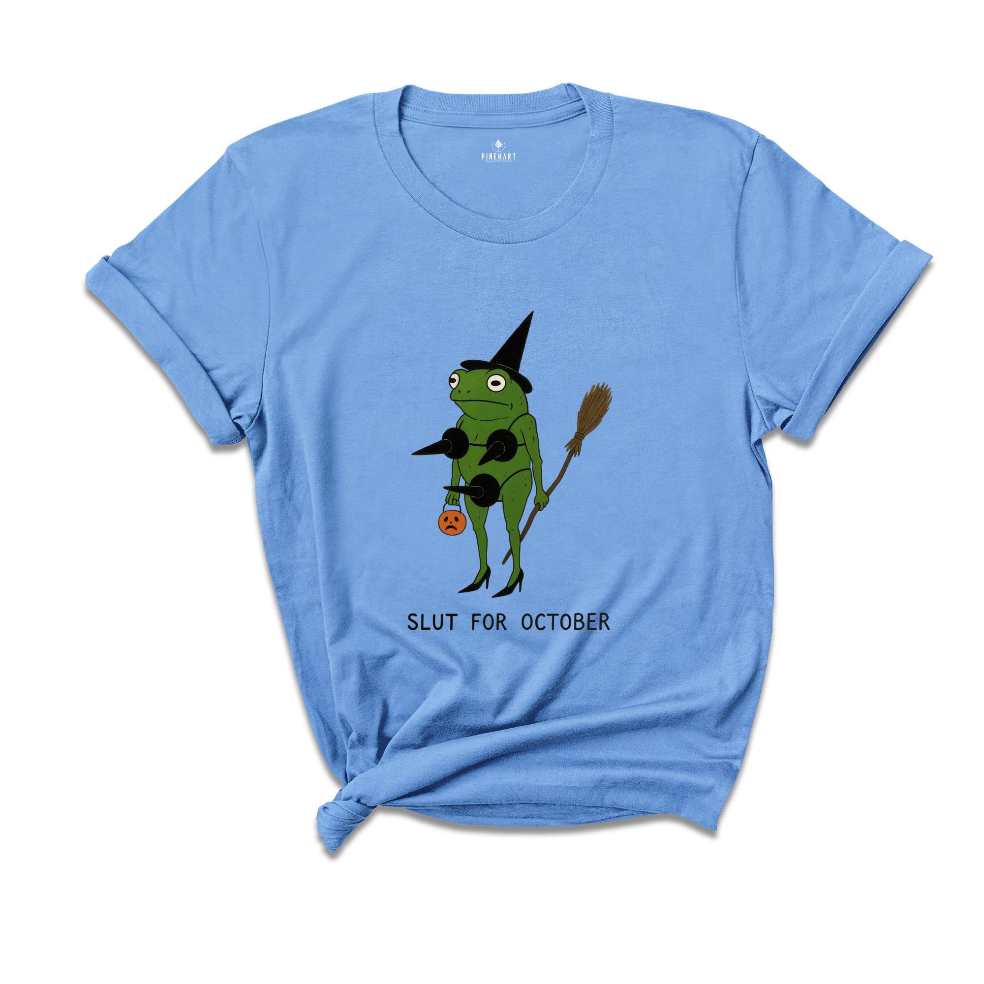Comfort Colors ® Slut For October Shirt, Funny Witch Frog Shirt, Halloween Frog Tee, Spooky Meme Frog Shirt