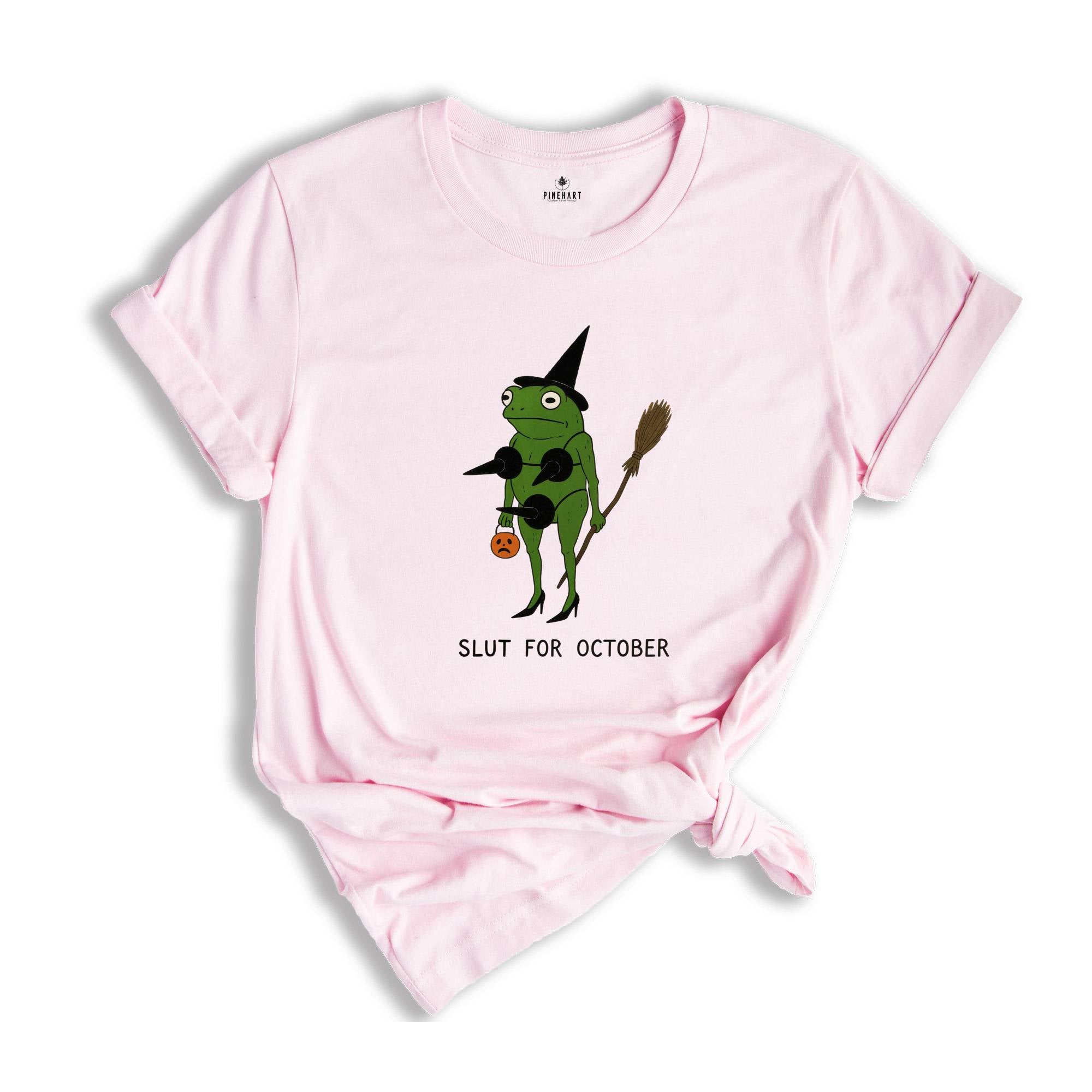 Comfort Colors ® Slut For October Shirt, Funny Witch Frog Shirt, Halloween Frog Tee, Spooky Meme Frog Shirt