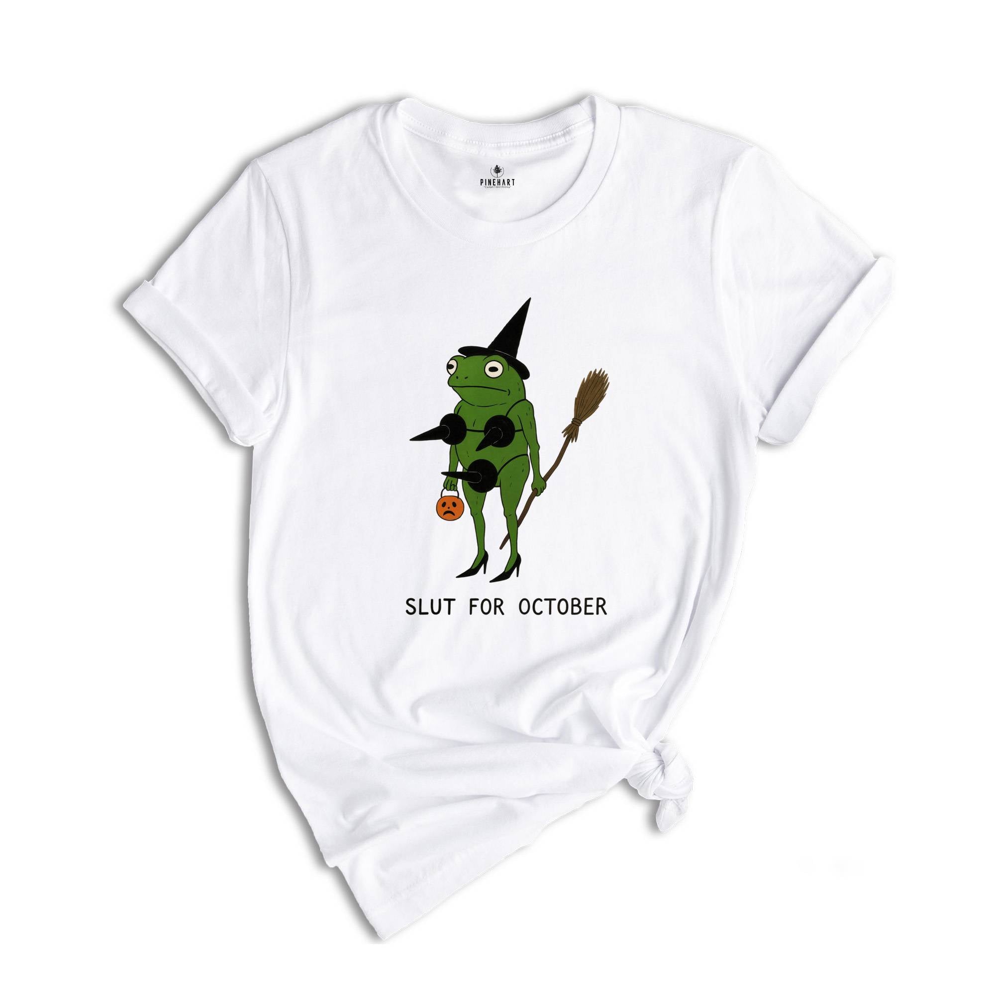 Comfort Colors ® Slut For October Shirt, Funny Witch Frog Shirt, Halloween Frog Tee, Spooky Meme Frog Shirt