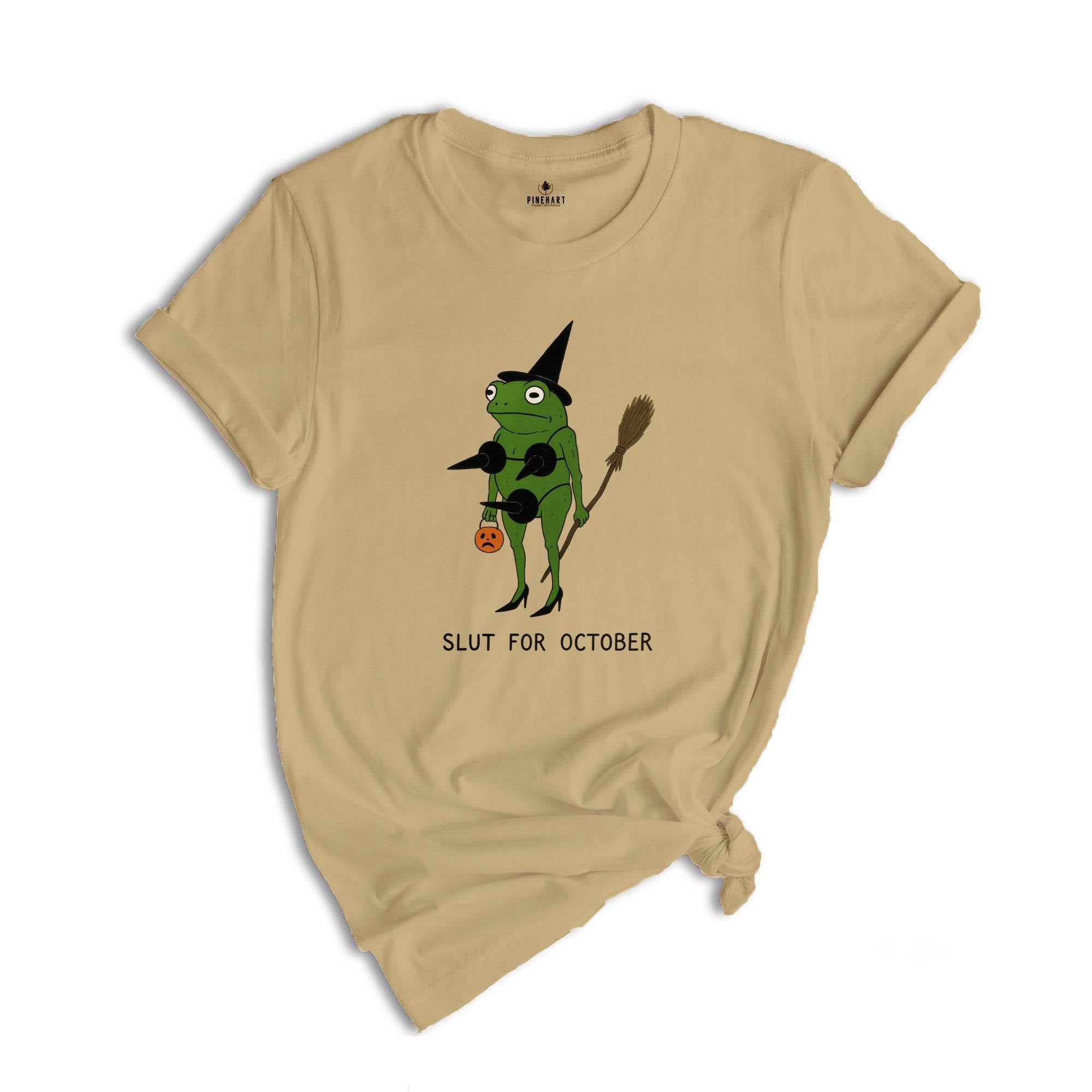 Comfort Colors ® Slut For October Shirt, Funny Witch Frog Shirt, Halloween Frog Tee, Spooky Meme Frog Shirt