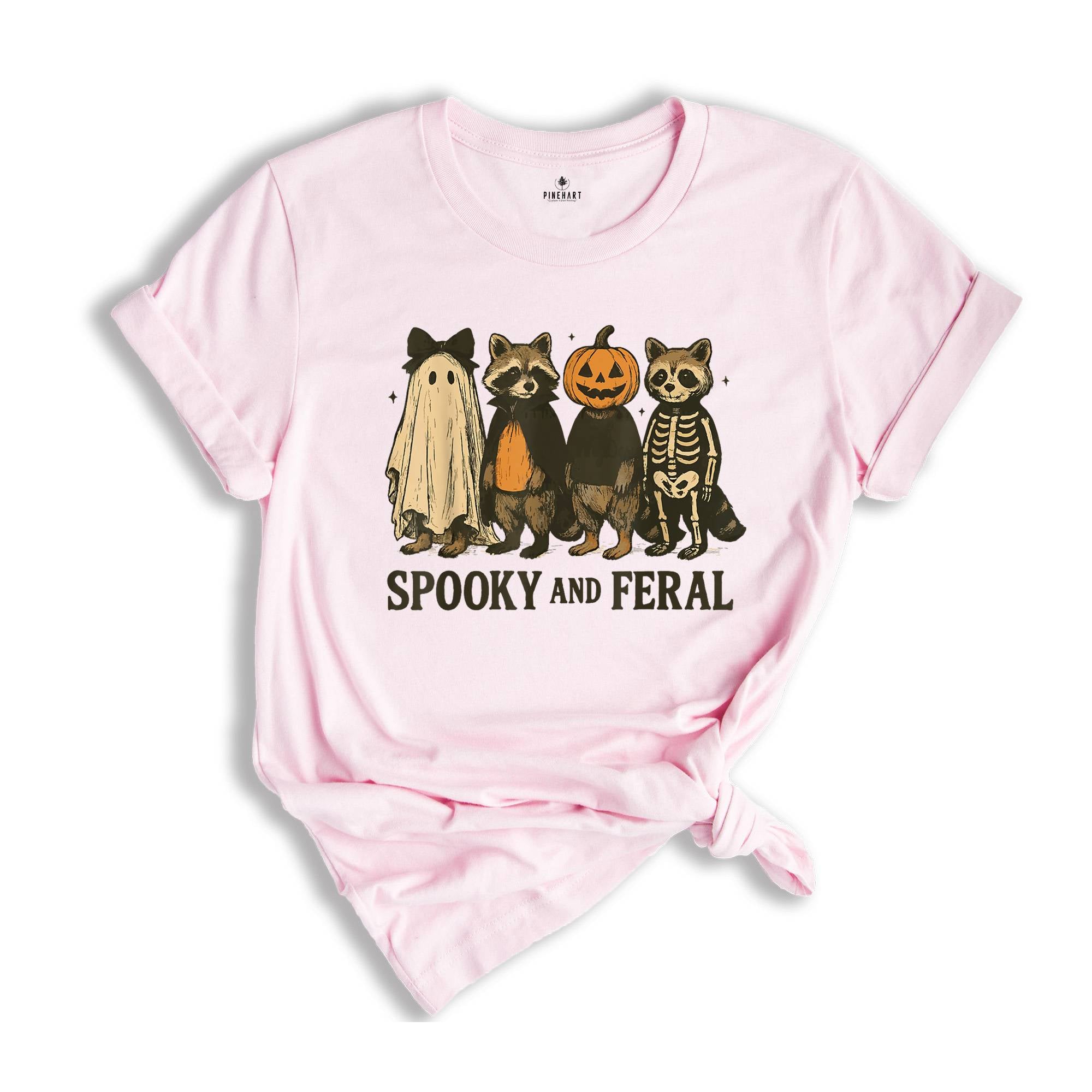 Comfort Colors ® Spooky And Feral Raccoon Shirt, Gift For Halloween, Cute Raccoon Ghost Shirt, Halloween Raccoon Tee