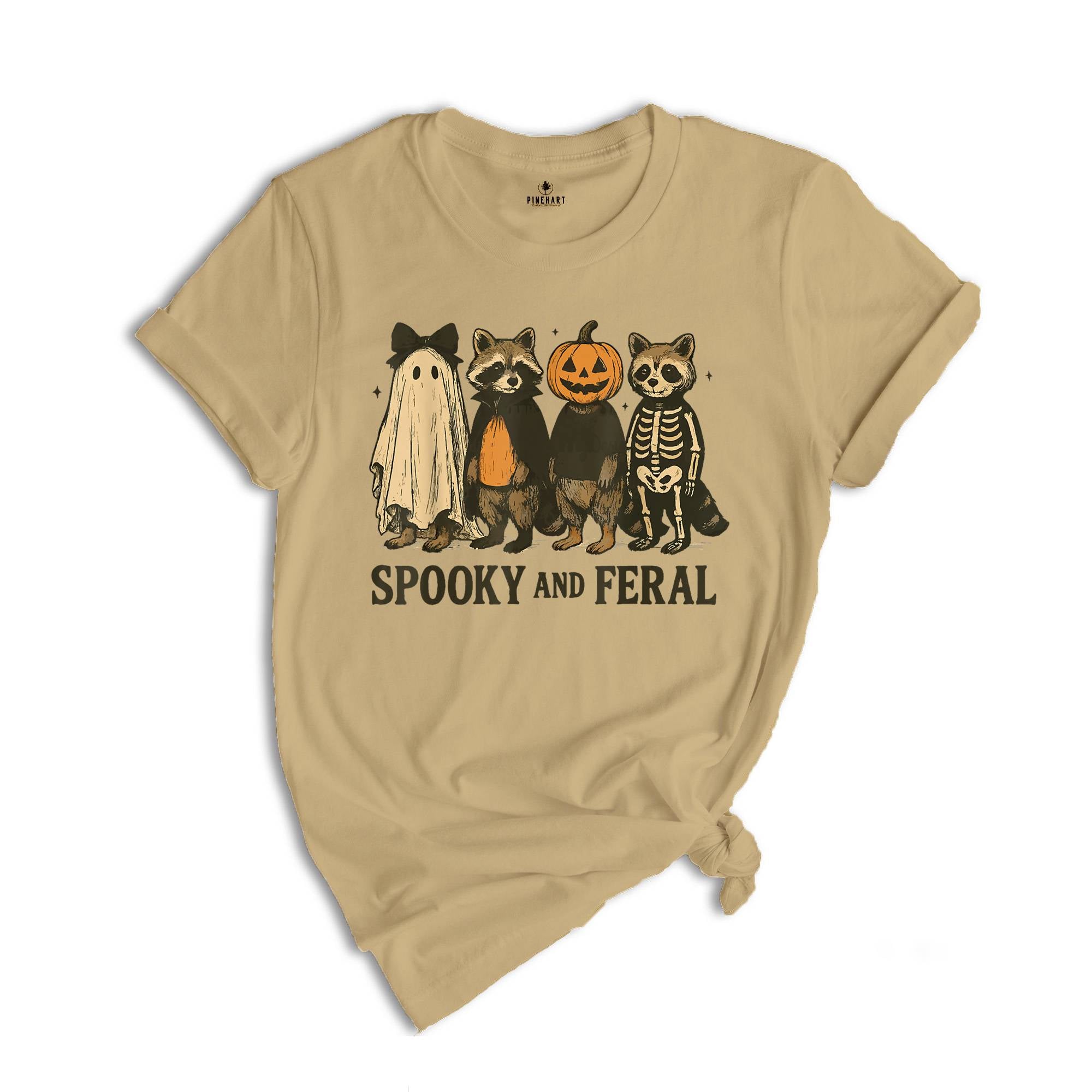 Comfort Colors ® Spooky And Feral Raccoon Shirt, Gift For Halloween, Cute Raccoon Ghost Shirt, Halloween Raccoon Tee