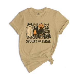 Comfort Colors ® Spooky And Feral Raccoon Shirt, Gift For Halloween, Cute Raccoon Ghost Shirt, Halloween Raccoon Tee