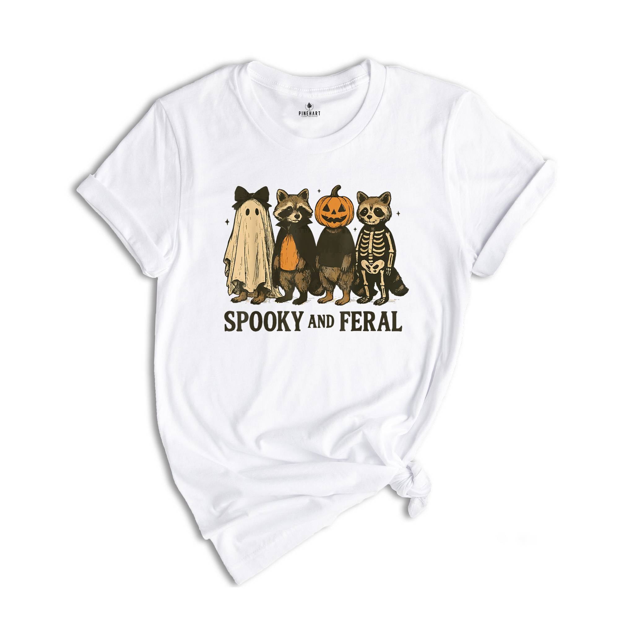 Comfort Colors ® Spooky And Feral Raccoon Shirt, Gift For Halloween, Cute Raccoon Ghost Shirt, Halloween Raccoon Tee