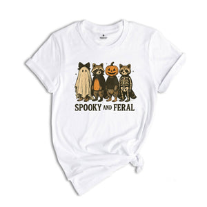 Comfort Colors ® Spooky And Feral Raccoon Shirt, Gift For Halloween, Cute Raccoon Ghost Shirt, Halloween Raccoon Tee