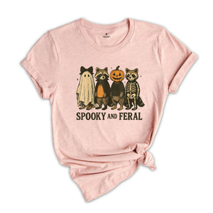 Comfort Colors ® Spooky And Feral Raccoon Shirt, Gift For Halloween, Cute Raccoon Ghost Shirt, Halloween Raccoon Tee