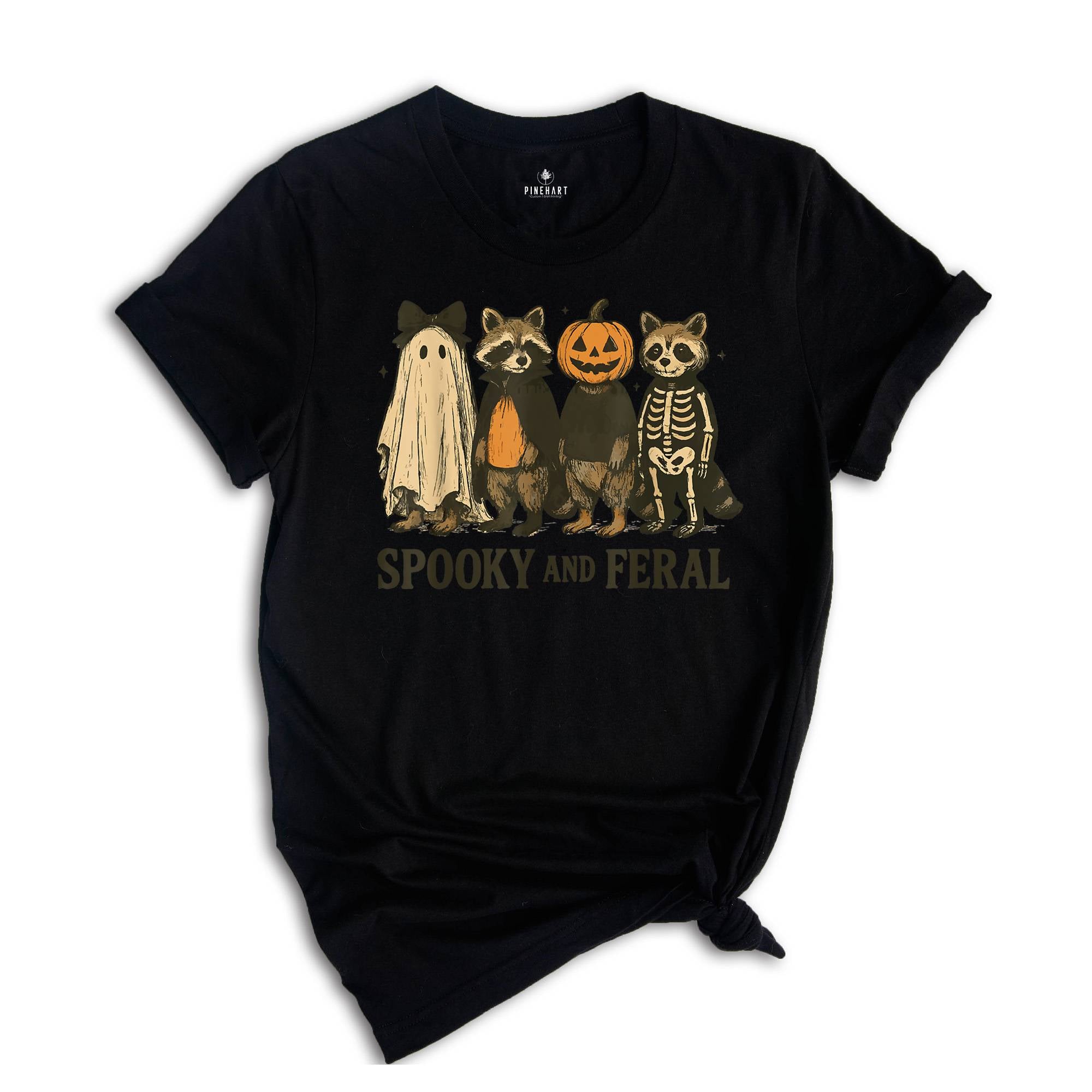 Comfort Colors ® Spooky And Feral Raccoon Shirt, Gift For Halloween, Cute Raccoon Ghost Shirt, Halloween Raccoon Tee