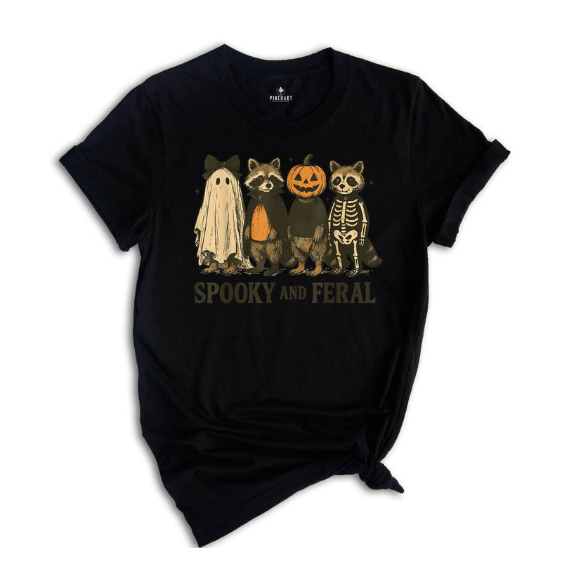 Comfort Colors ® Spooky And Feral Raccoon Shirt, Gift For Halloween, Cute Raccoon Ghost Shirt, Halloween Raccoon Tee