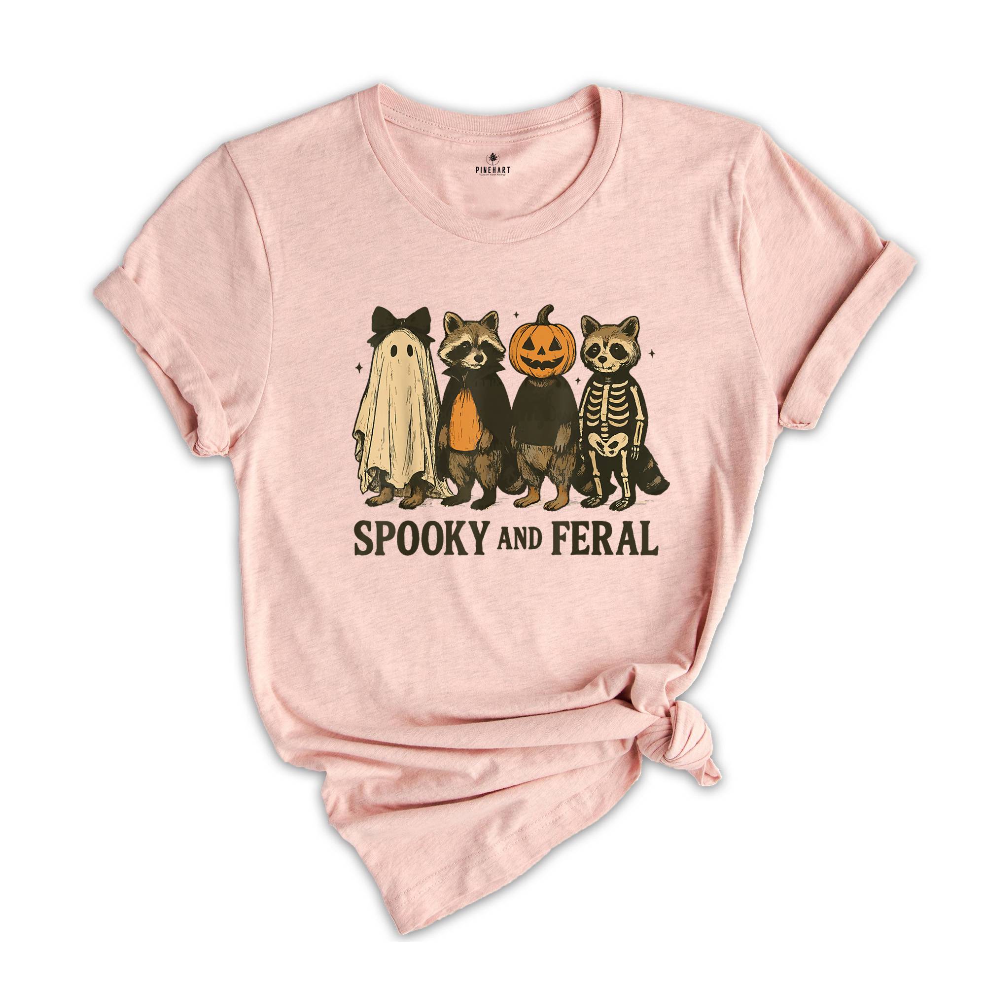 Comfort Colors ® Spooky And Feral Raccoon Shirt, Gift For Halloween, Cute Raccoon Ghost Shirt, Halloween Raccoon Tee