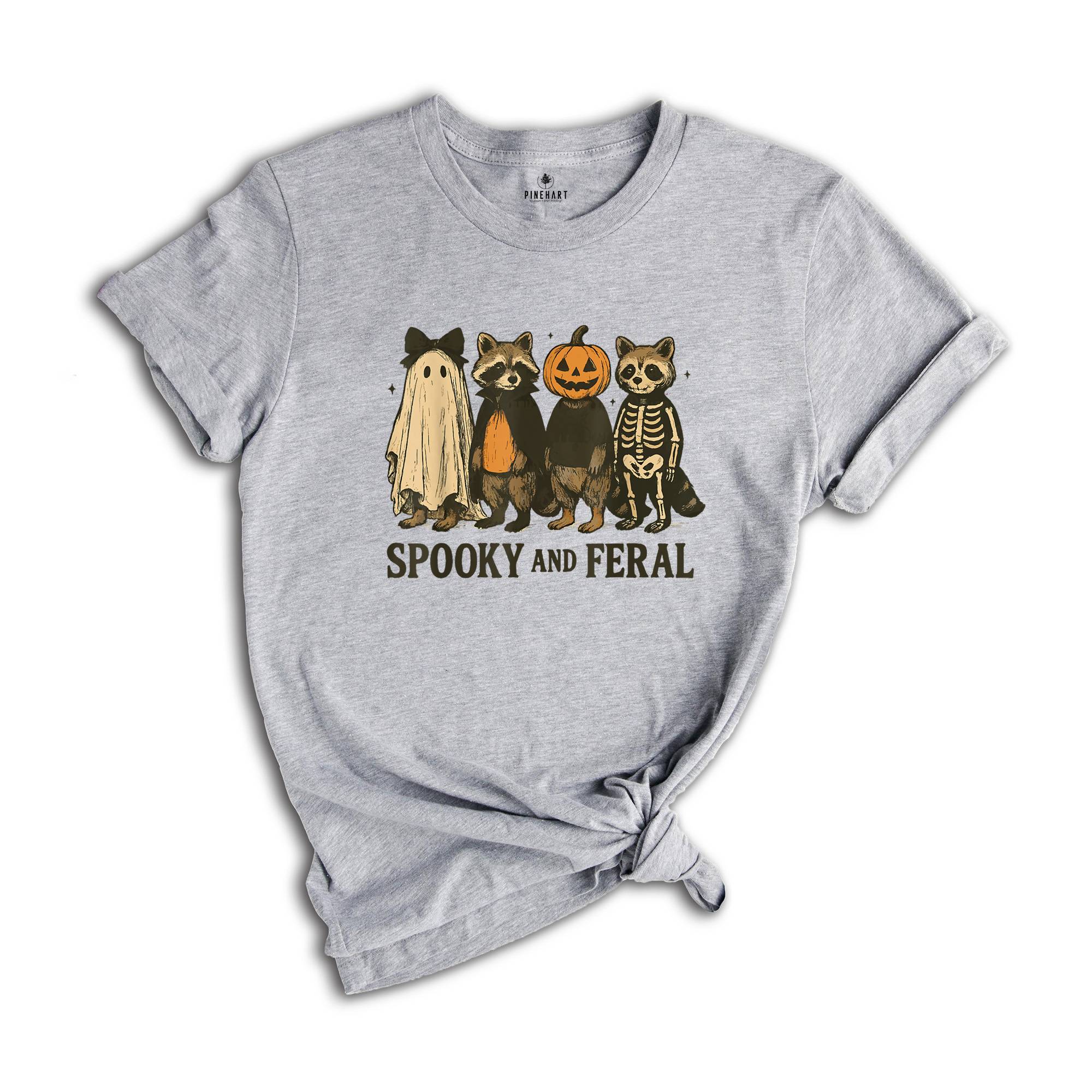 Comfort Colors ® Spooky And Feral Raccoon Shirt, Gift For Halloween, Cute Raccoon Ghost Shirt, Halloween Raccoon Tee