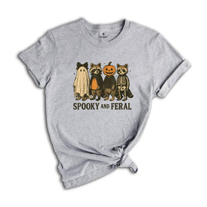 Comfort Colors ® Spooky And Feral Raccoon Shirt, Gift For Halloween, Cute Raccoon Ghost Shirt, Halloween Raccoon Tee