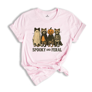 Comfort Colors ® Spooky And Feral Raccoon Shirt, Gift For Halloween, Cute Raccoon Ghost Shirt, Halloween Raccoon Tee