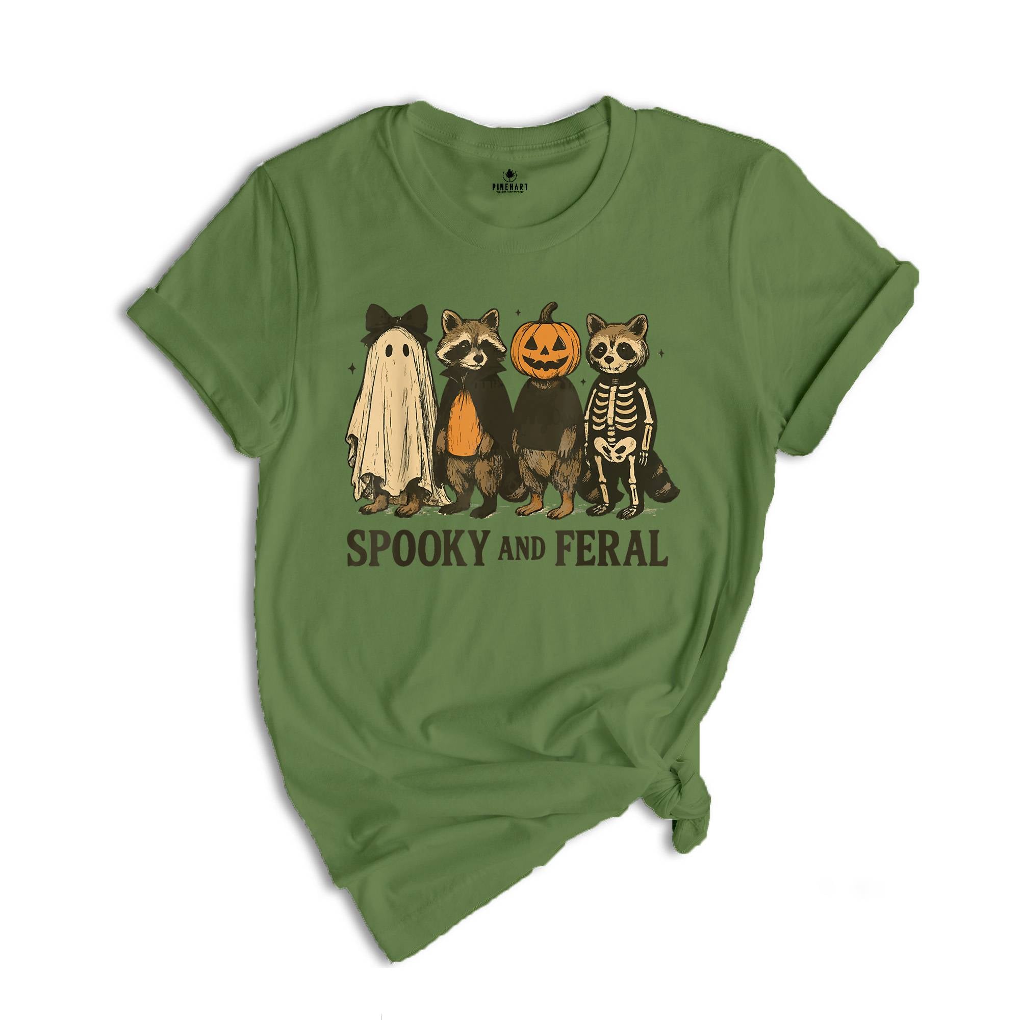 Comfort Colors ® Spooky And Feral Raccoon Shirt, Gift For Halloween, Cute Raccoon Ghost Shirt, Halloween Raccoon Tee