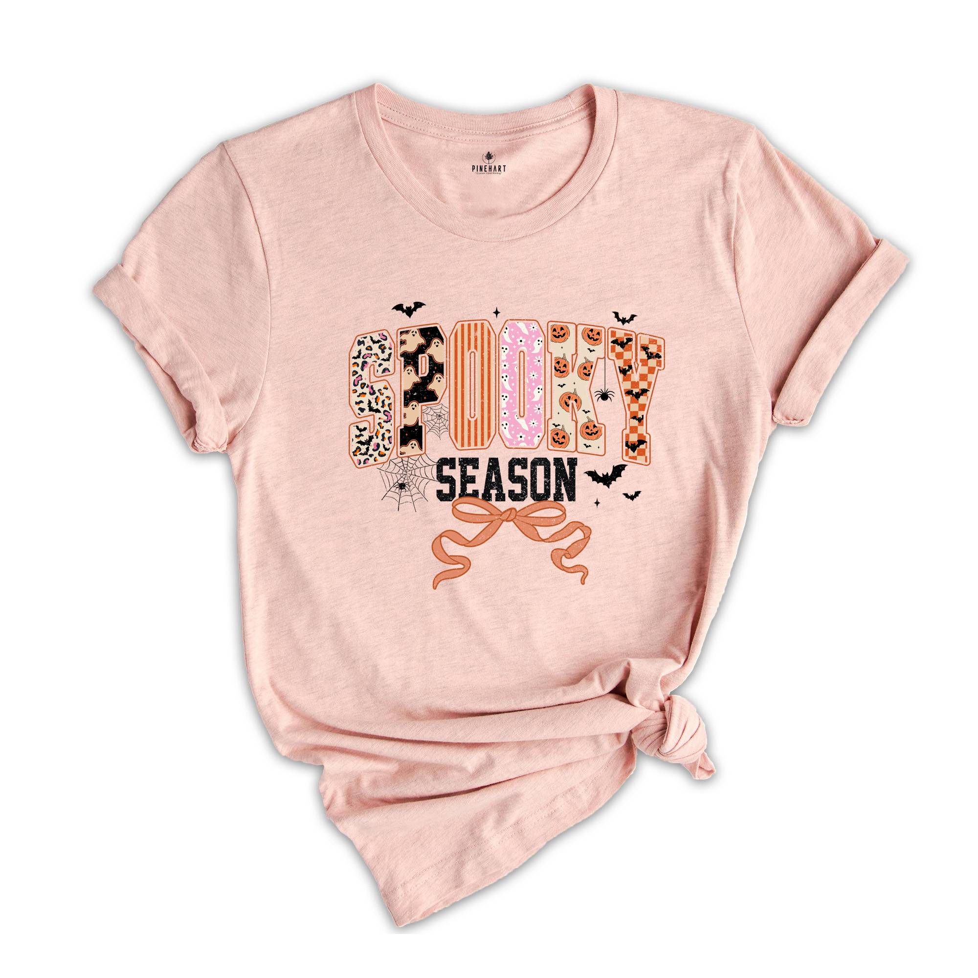 Comfort Colors ® Spooky Season Girly Halloween Shirt, Gift For Retro Halloween Tee, Retro Halloween Leopard Shirt