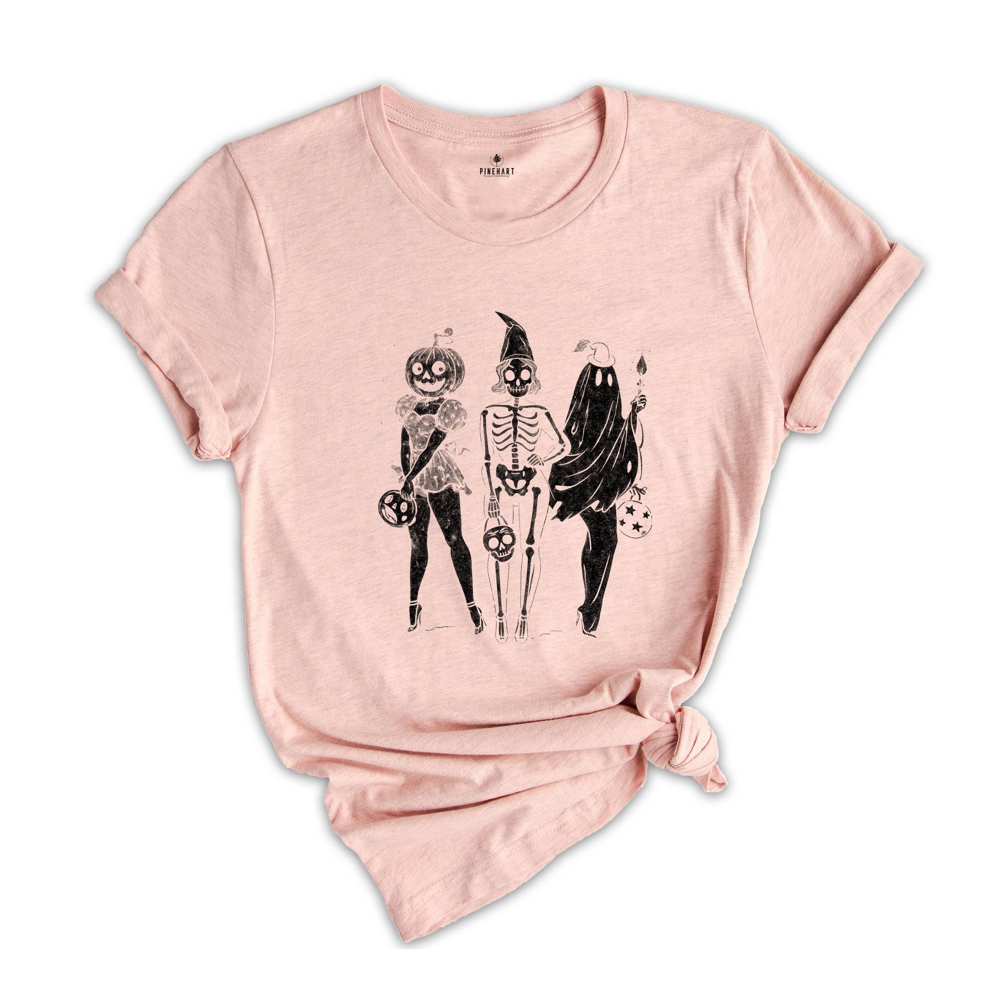 Comfort Colors Spooky Girl Squad Shirt, Skeleton Ghost Pumpkin Shirt, Witchy Fall Shirt, Retro Halloween Shirt