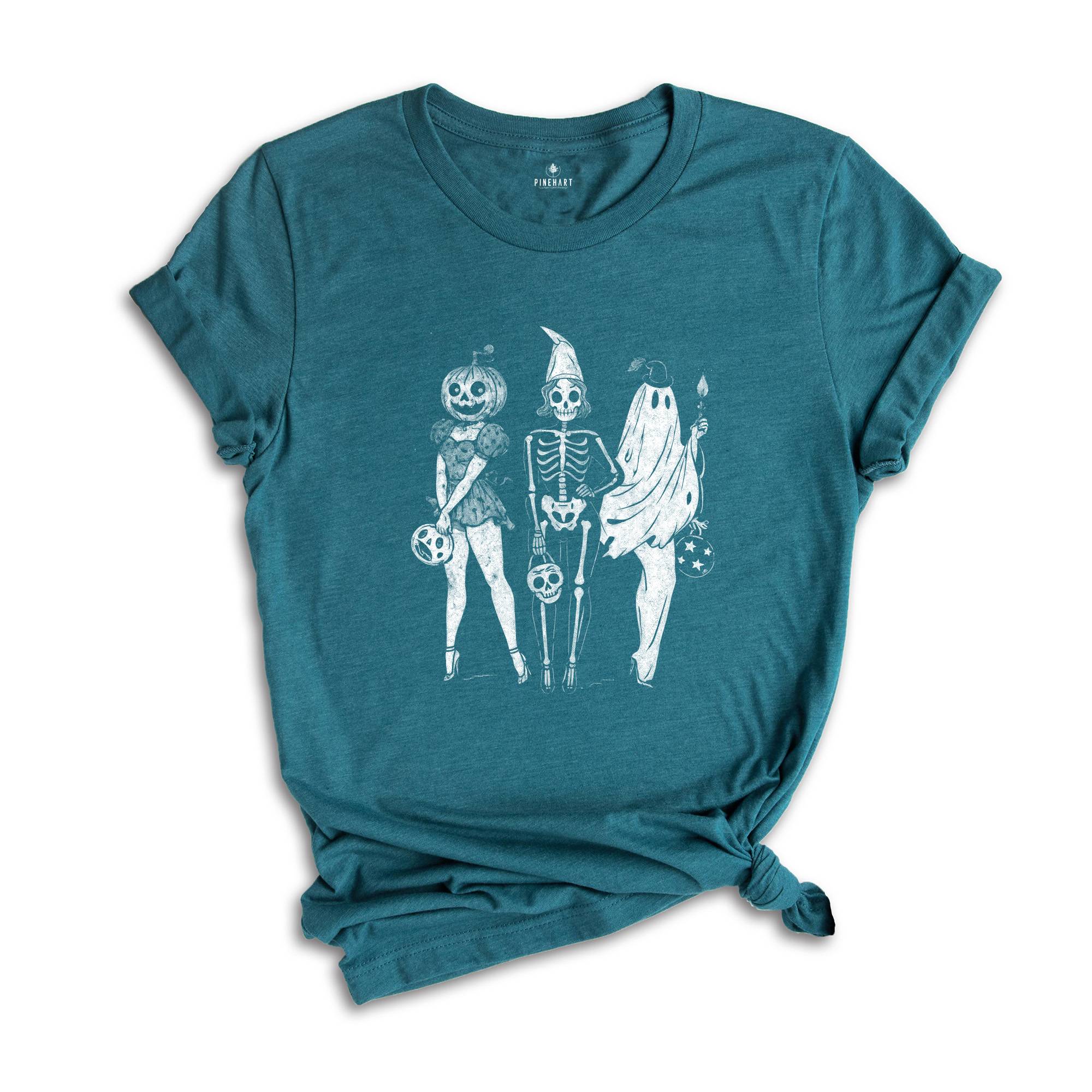 Comfort Colors Spooky Girl Squad Shirt, Skeleton Ghost Pumpkin Shirt, Witchy Fall Shirt, Retro Halloween