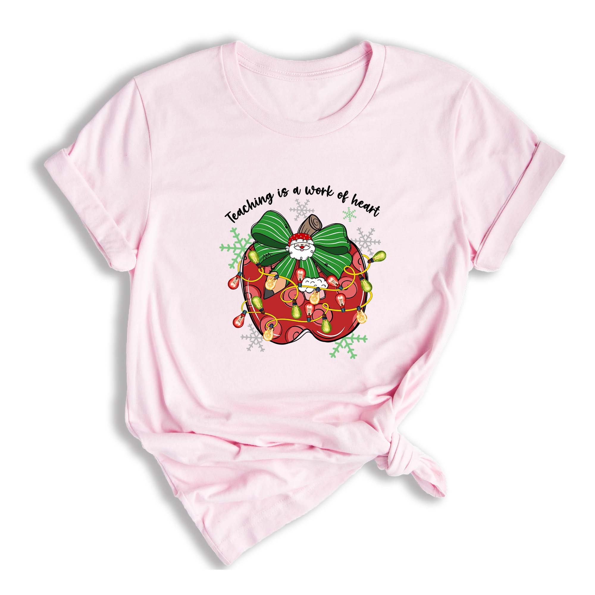 Comfort Colors Teaching is a work of Heart Shirt, Christmas Pencil Shirt, Christmas Gift, Teacher Coquette Christmas Shirt