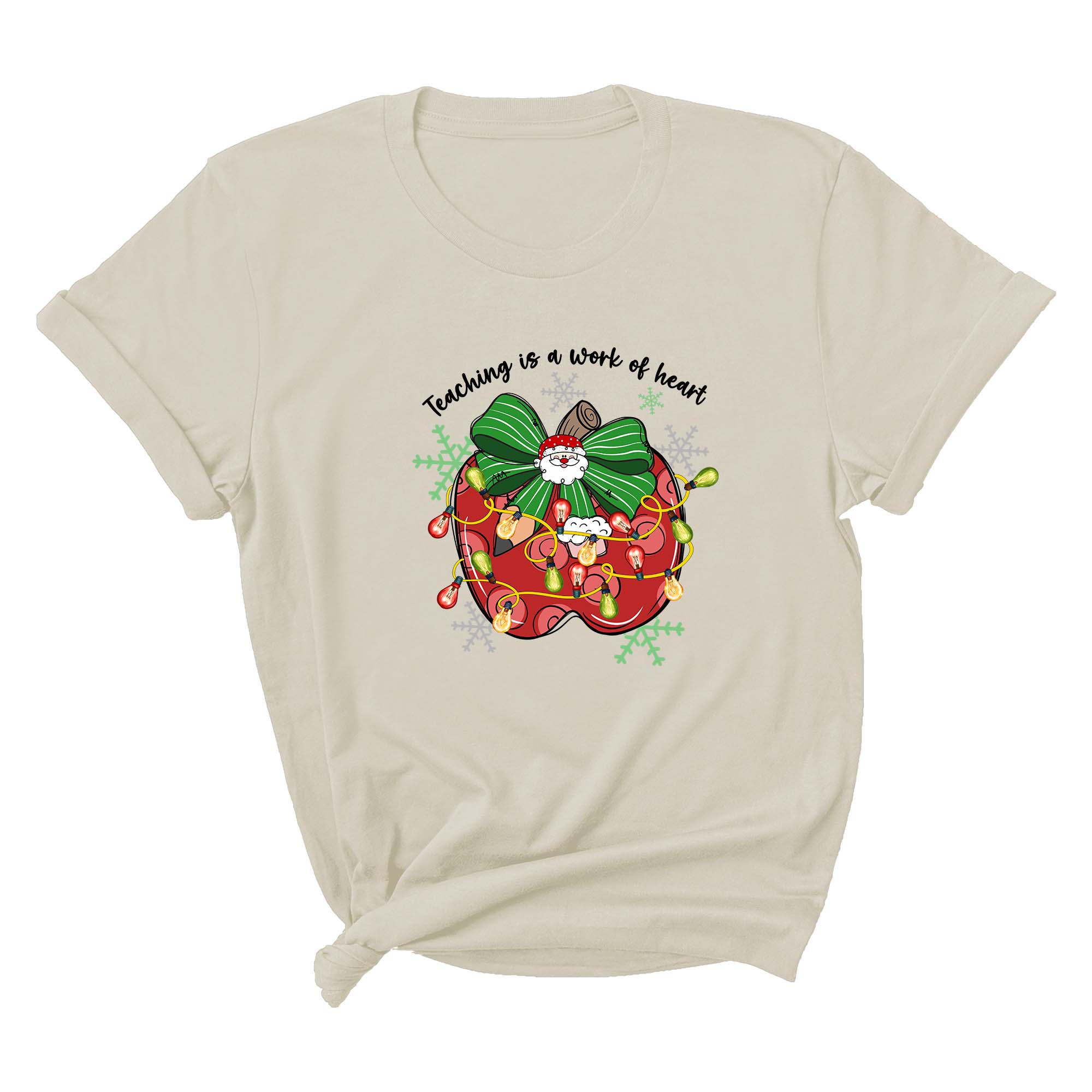 Comfort Colors Teaching is a work of Heart Shirt, Christmas Pencil Shirt, Christmas Gift, Teacher Coquette Christmas Shirt