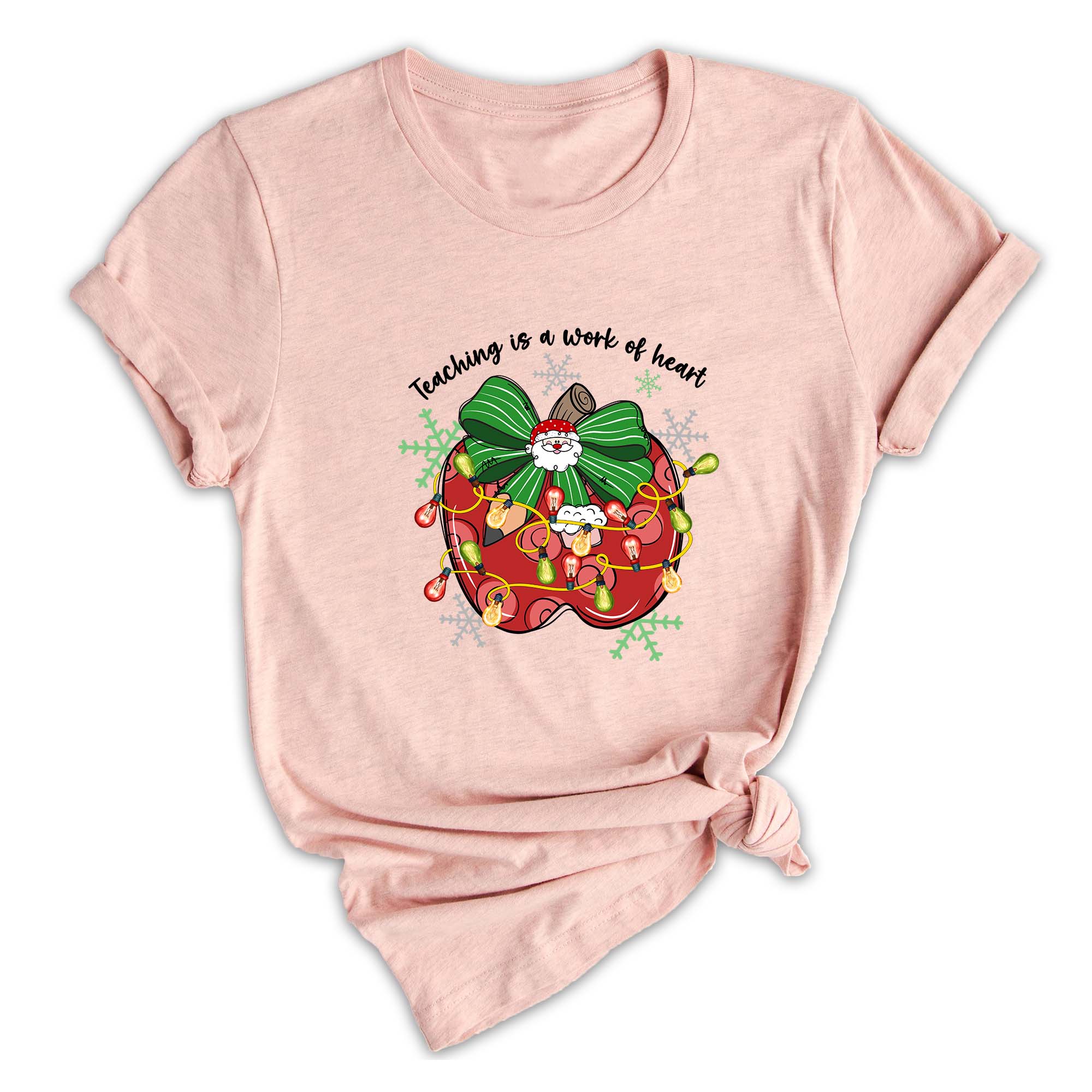 Comfort Colors Teaching is a work of Heart Shirt, Christmas Pencil Shirt, Christmas Gift, Teacher Coquette Christmas Shirt