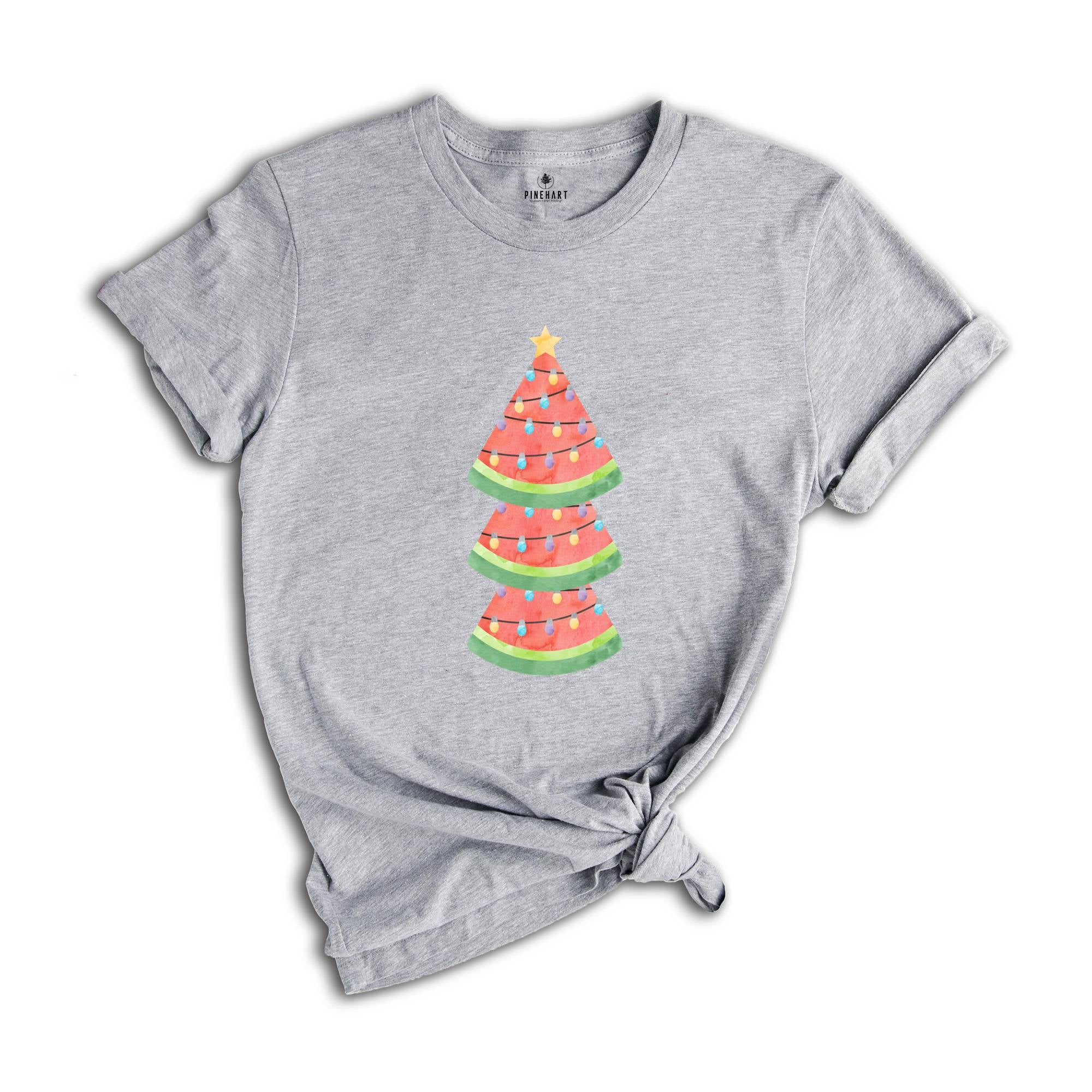 Comfort Colors Watermelon Tree Shirt, Christmas T-Shirt, Xmas in July Shirt, Summer Santa Tshirt, Beach Christmas Gift