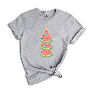 Comfort Colors Watermelon Tree Shirt, Christmas T-Shirt, Xmas in July Shirt, Summer Santa Tshirt, Beach Christmas Gift
