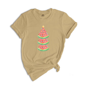 Comfort Colors Watermelon Tree Shirt, Christmas T-Shirt, Xmas in July Shirt, Summer Santa Tshirt, Beach Christmas Gift