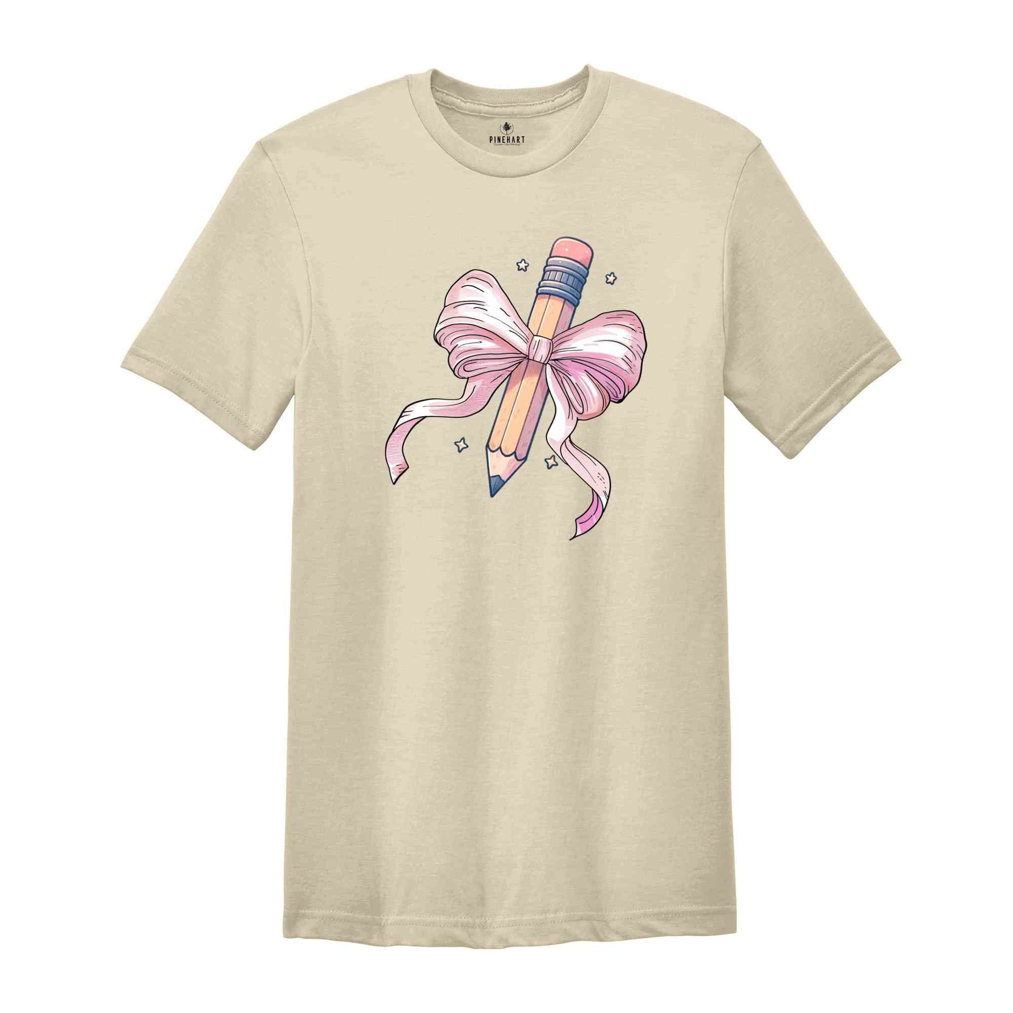 Coquette Teacher T-shirt, Coquette Pencil Bow T-shirt, Back To School Tee, Teacher Appreciation Gift, Gifts For Teachers