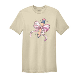 Coquette Teacher T-shirt, Coquette Pencil Bow T-shirt, Back To School Tee, Teacher Appreciation Gift, Gifts For Teachers