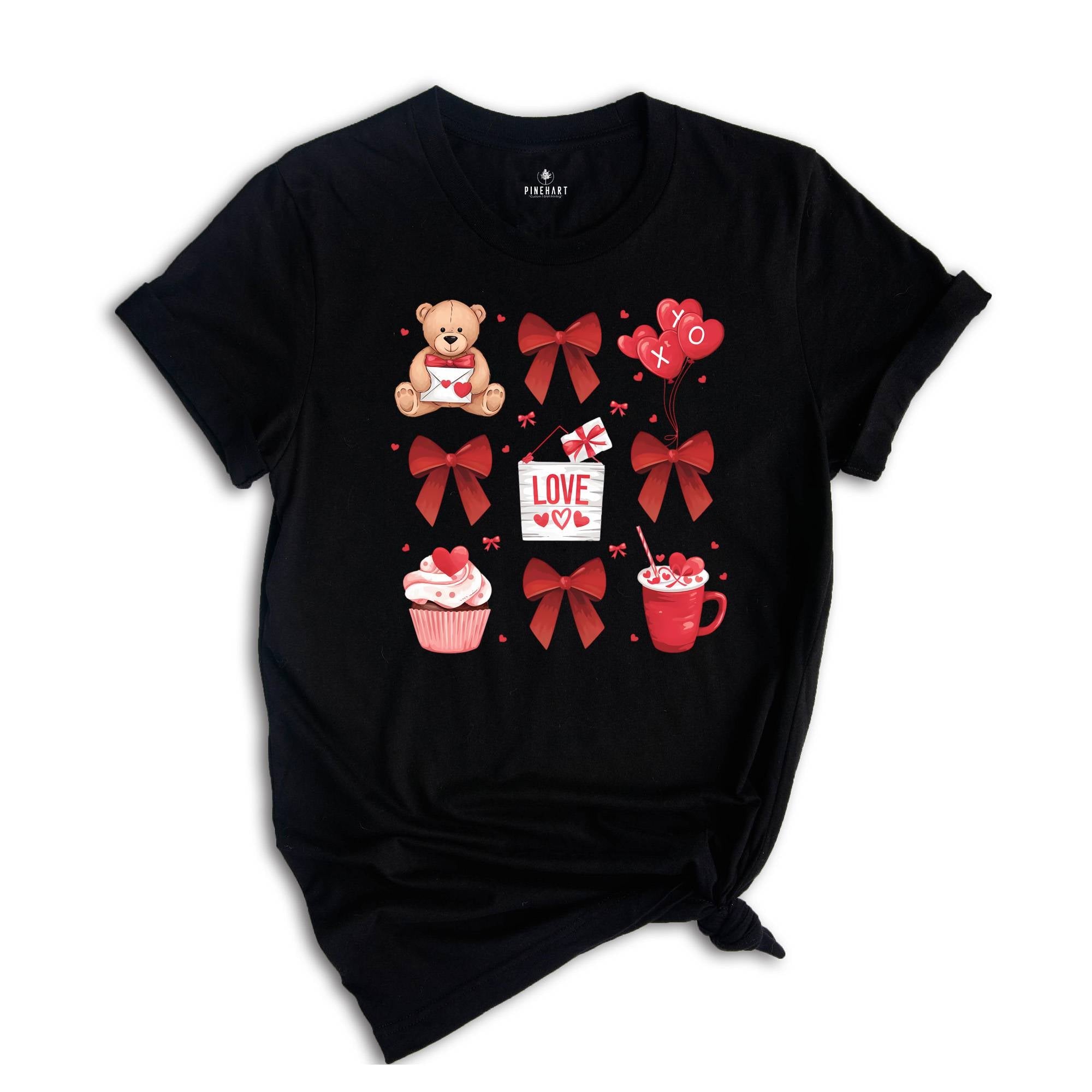 Coquette Valentine Heart Bow T-Shirt, Retro Valentine Shirt, Valentines Day Bow Shirt, Coquette Bow T-Shirt, Bow Valentine Gifts