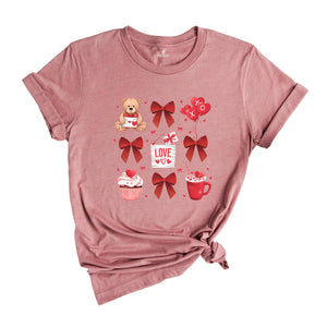 Coquette Valentine Heart Bow T-Shirt, Retro Valentine Shirt, Valentines Day Bow Shirt, Coquette Bow T-Shirt, Bow Valentine Gifts