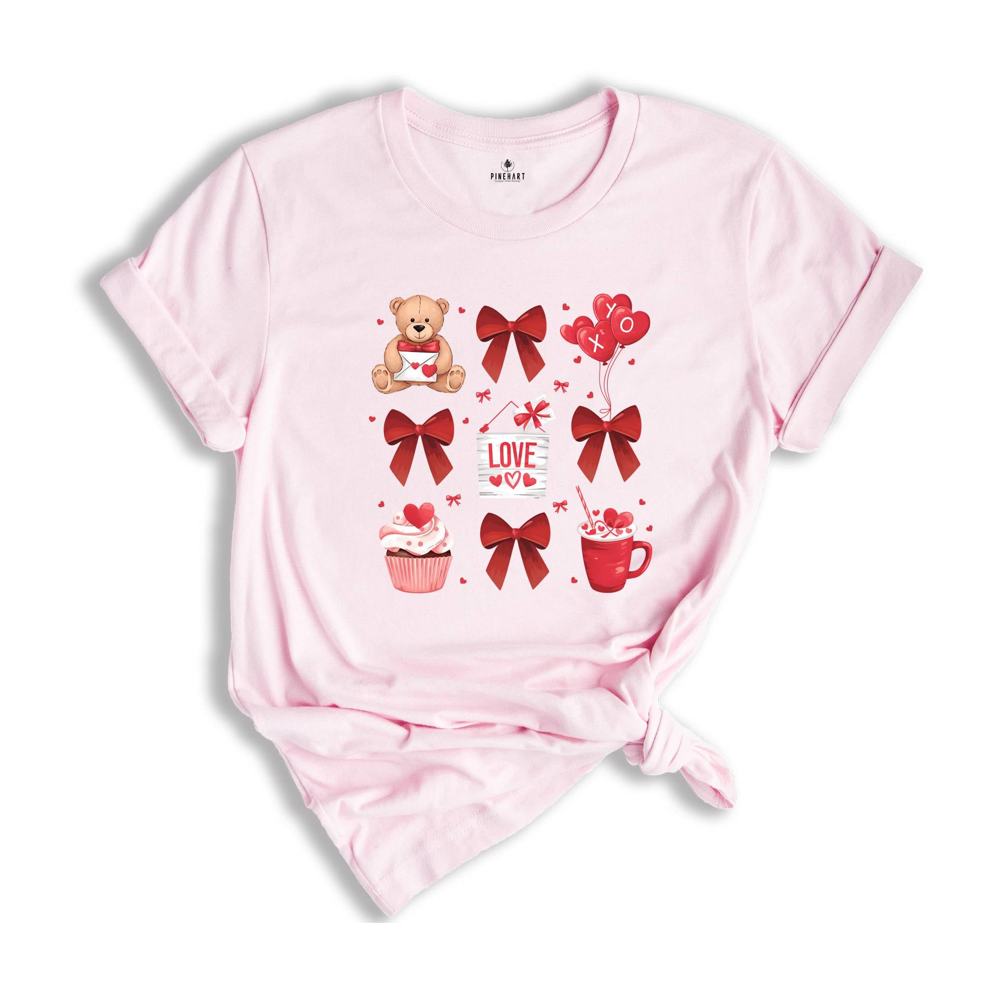 Coquette Valentine Heart Bow T-Shirt, Retro Valentine Shirt, Valentines Day Bow Shirt, Coquette Bow T-Shirt, Bow Valentine Gifts