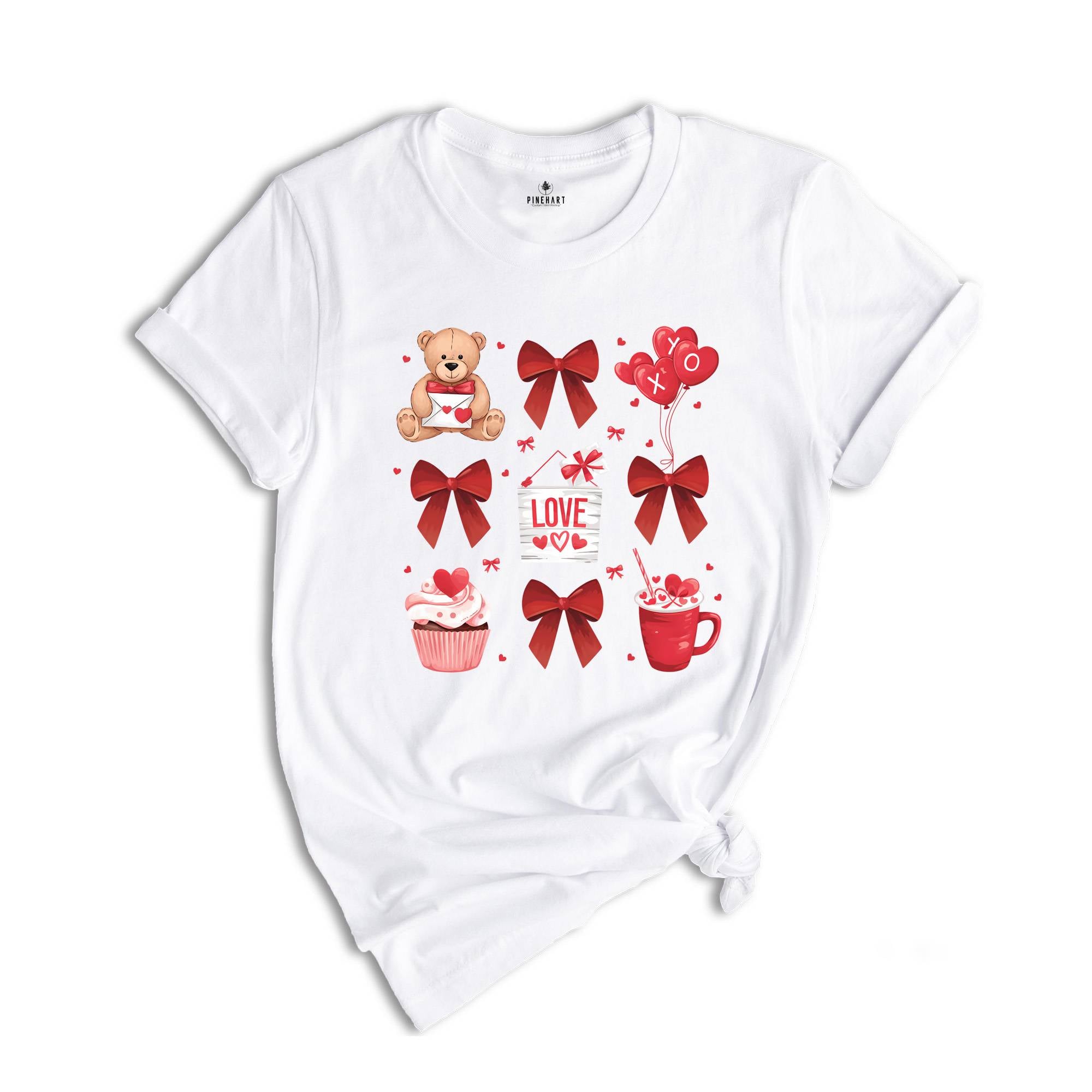 Coquette Valentine Heart Bow T-Shirt, Retro Valentine Shirt, Valentines Day Bow Shirt, Coquette Bow T-Shirt, Bow Valentine Gifts