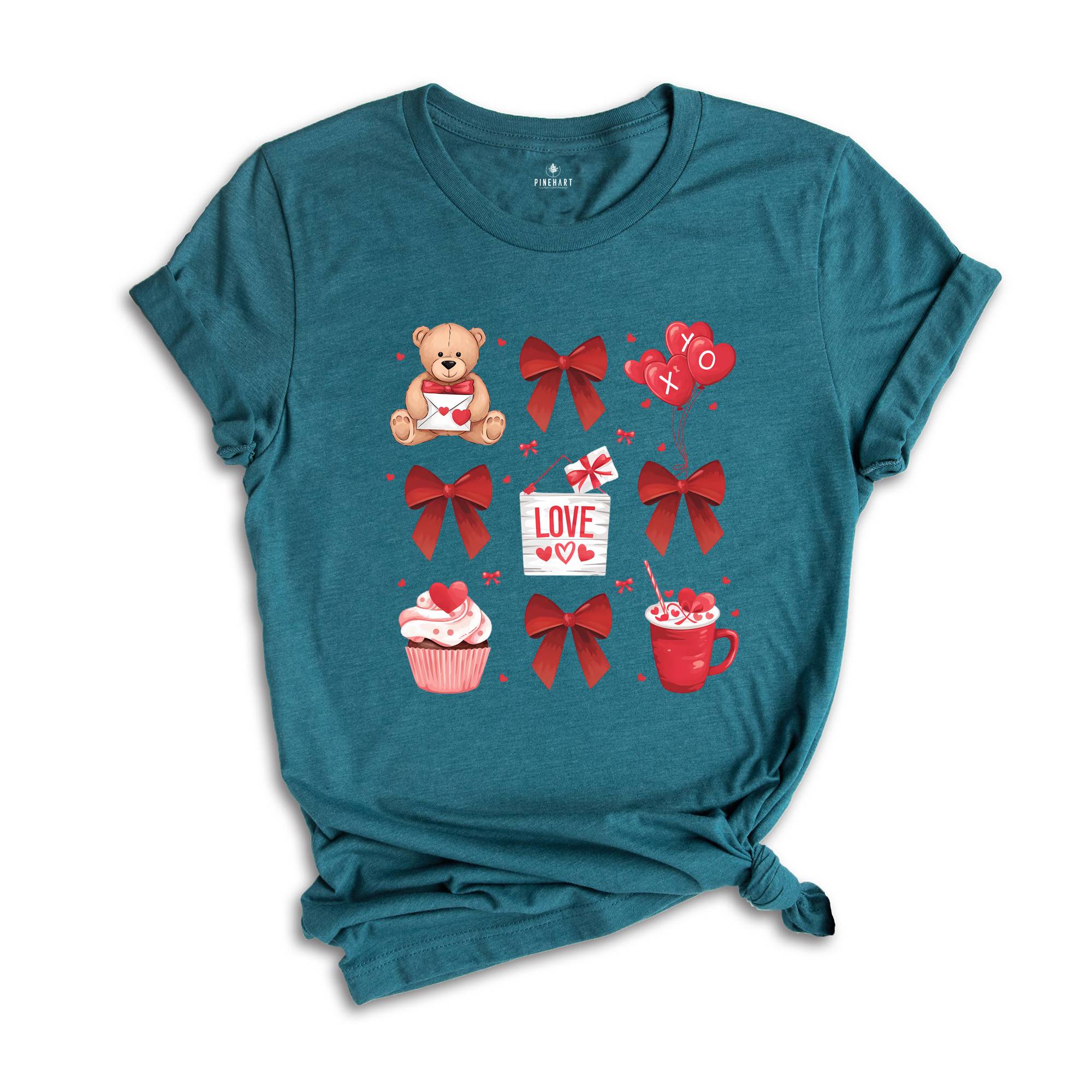 Coquette Valentine Heart Bow T-Shirt, Retro Valentine Shirt, Valentines Day Bow Shirt, Coquette Bow T-Shirt, Bow Valentine Gifts