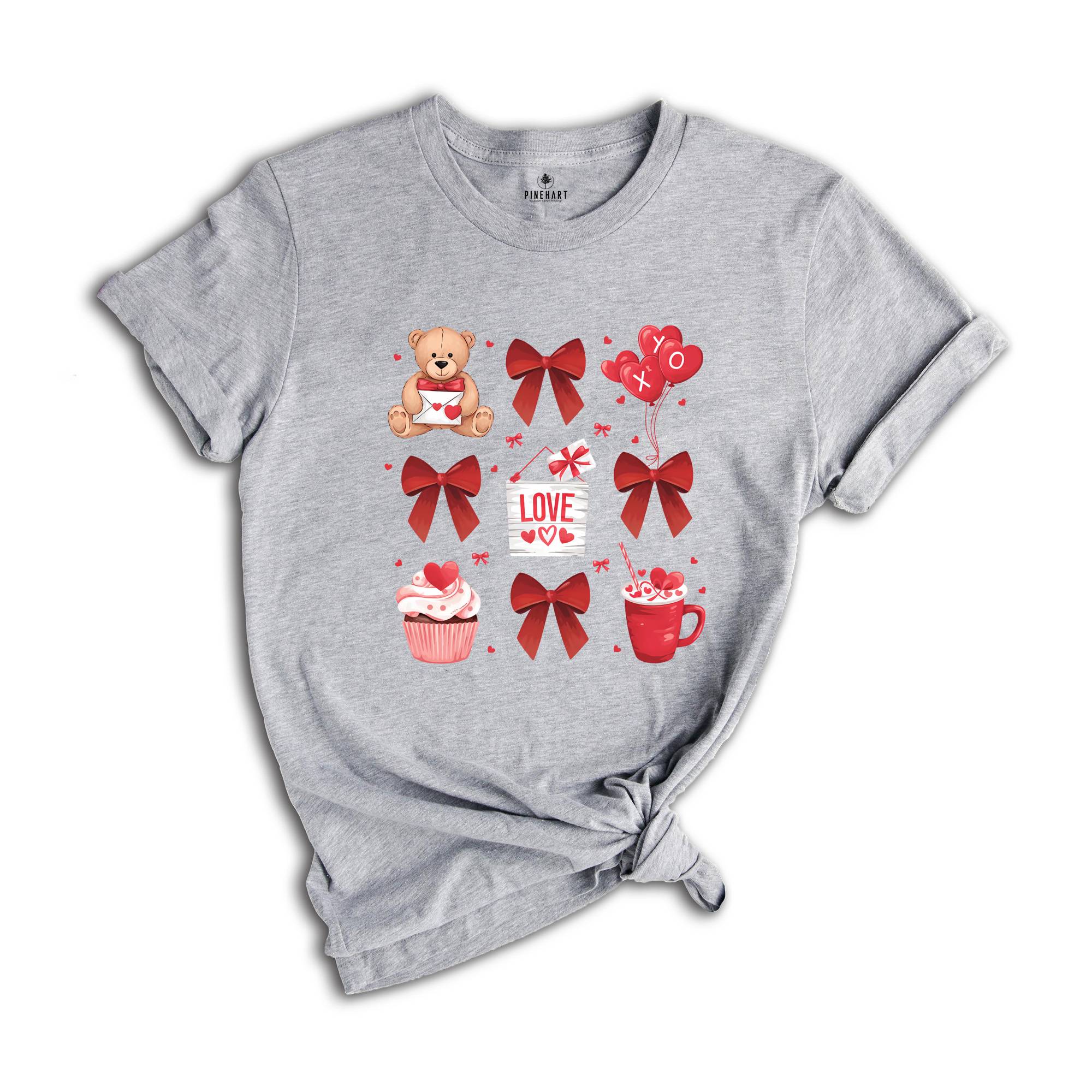 Coquette Valentine Heart Bow T-Shirt, Retro Valentine Shirt, Valentines Day Bow Shirt, Coquette Bow T-Shirt, Bow Valentine Gifts