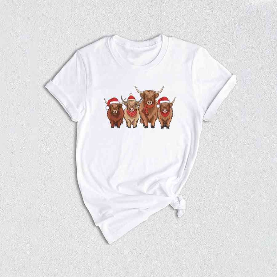 Cows Christmas Shirt, Christmas Highland Cow Shirt, Cute Cows Christmas Shirt, Farm Christmas Shirt, Holiday Shirt, Trendy Holiday Shirt