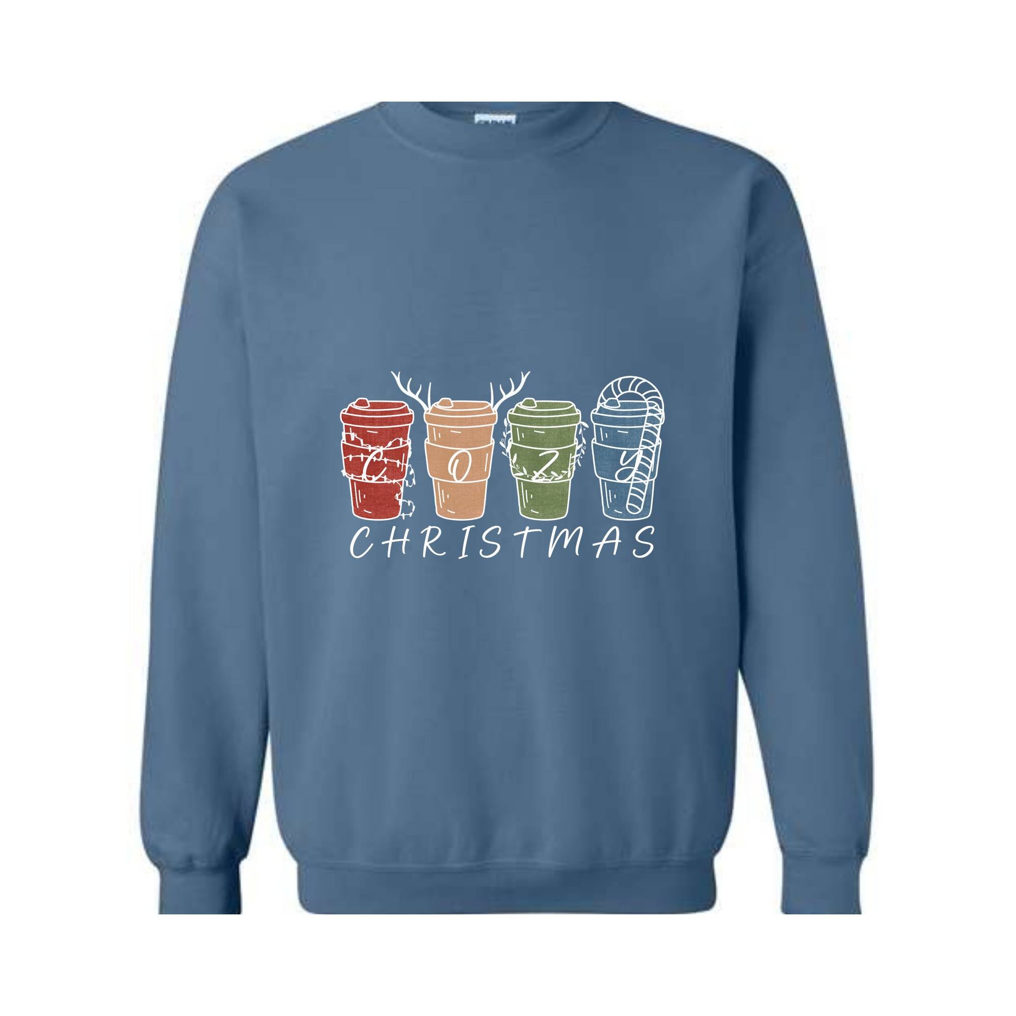 Cozy Christmas Sweatshirt, Christmas Coffee Cups Sweatshirt, Coffee Lover Christmas Sweatshirt, Holiday Sweatshirt, New Year Sweatshirt, Christmas Gift, Xmas Sweatshirt