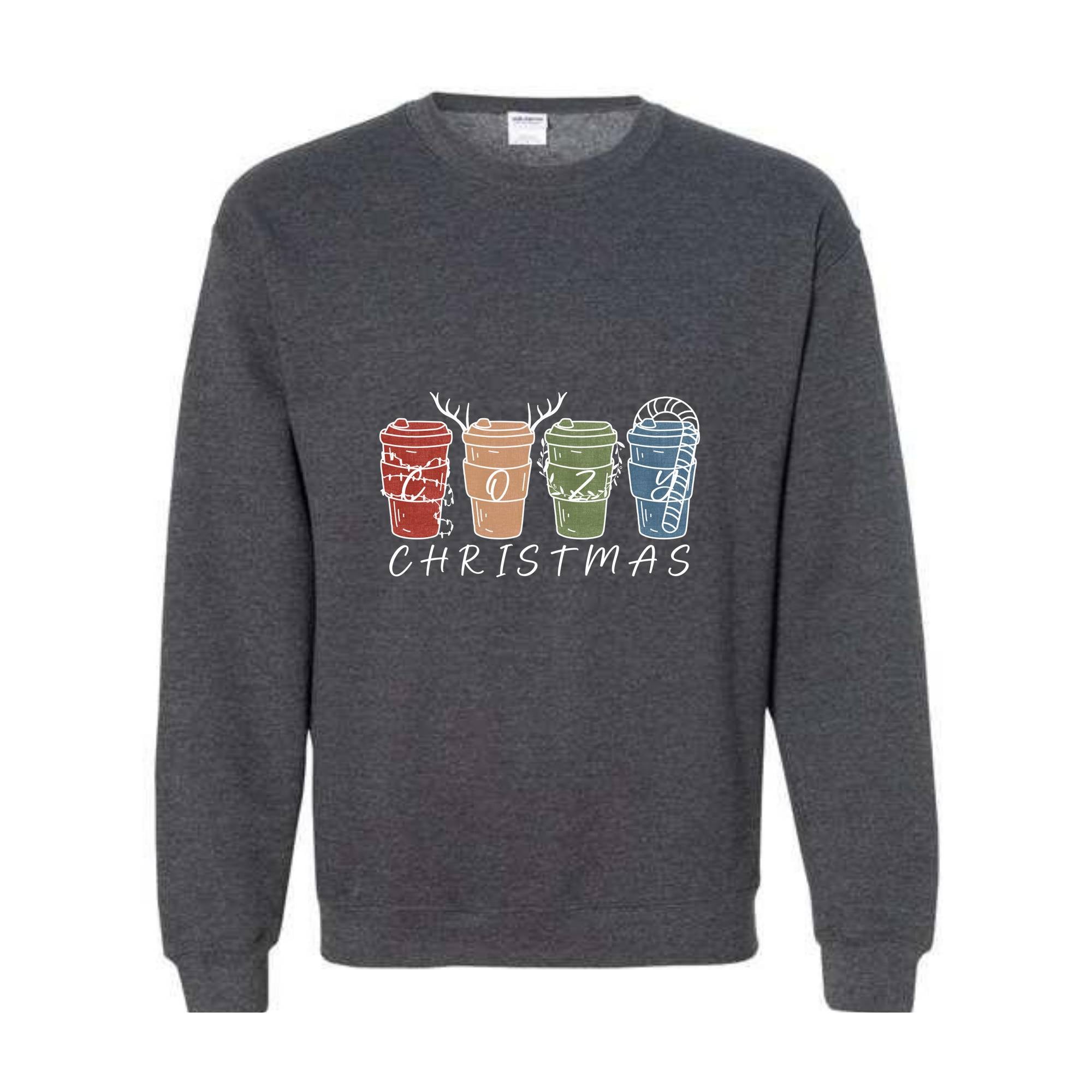 Cozy Christmas Sweatshirt, Christmas Coffee Cups Sweatshirt, Coffee Lover Christmas Sweatshirt, Holiday Sweatshirt, New Year Sweatshirt, Christmas Gift, Xmas Sweatshirt