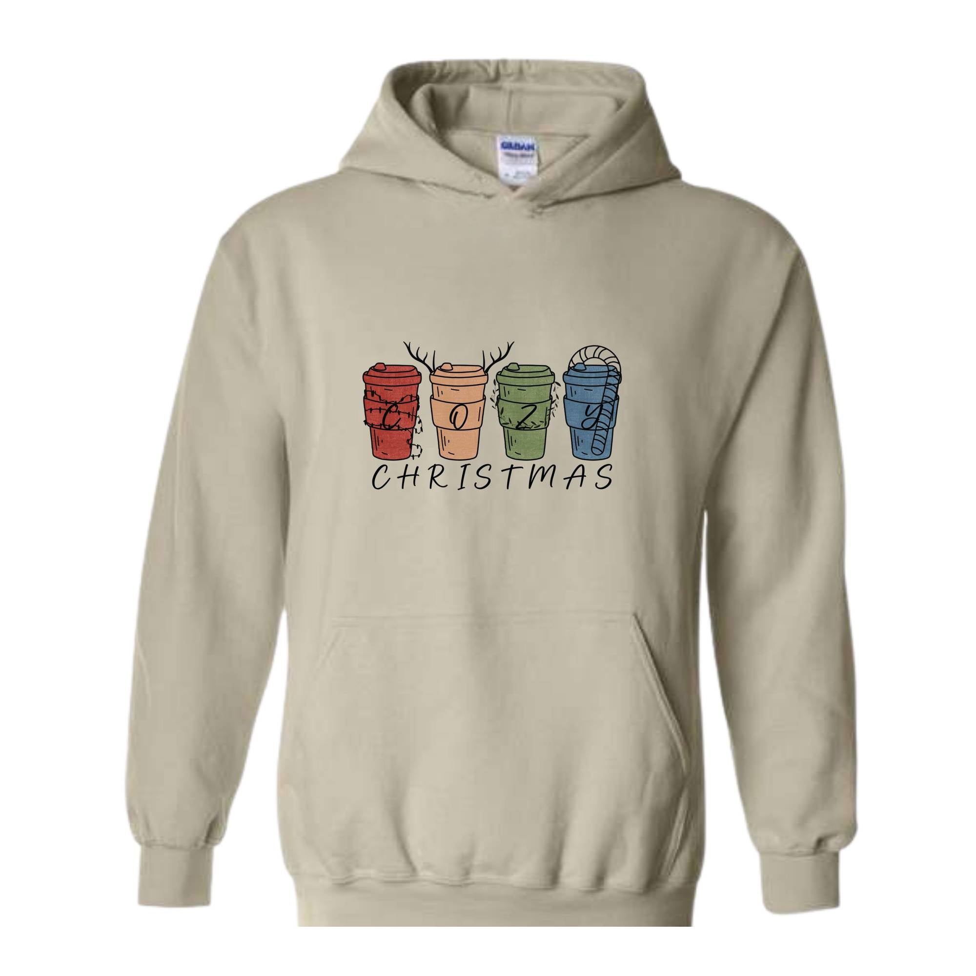 Cozy Christmas Sweatshirt, Christmas Coffee Cups Sweatshirt, Coffee Lover Christmas Sweatshirt, Holiday Sweatshirt, New Year Sweatshirt, Christmas Gift, Xmas Sweatshirt