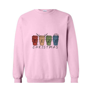 Cozy Christmas Sweatshirt, Christmas Coffee Cups Sweatshirt, Coffee Lover Christmas Sweatshirt, Holiday Sweatshirt, New Year Sweatshirt, Christmas Gift, Xmas Sweatshirt