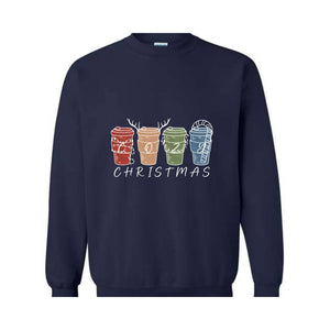Cozy Christmas Sweatshirt, Christmas Coffee Cups Sweatshirt, Coffee Lover Christmas Sweatshirt, Holiday Sweatshirt, New Year Sweatshirt, Christmas Gift, Xmas Sweatshirt