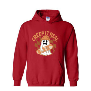 Creep It Real Halloween Hoodie, Cute Skater Ghost Hoodie, Funny Halloween Hoodie, Cute Fall Hoodie, Spooky Season Hoodie