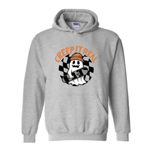Creep It Real Halloween Hoodie, Cute Skater Ghost Hoodie, Funny Halloween Hoodie, Cute Fall Hoodie, Spooky Season Hoodie