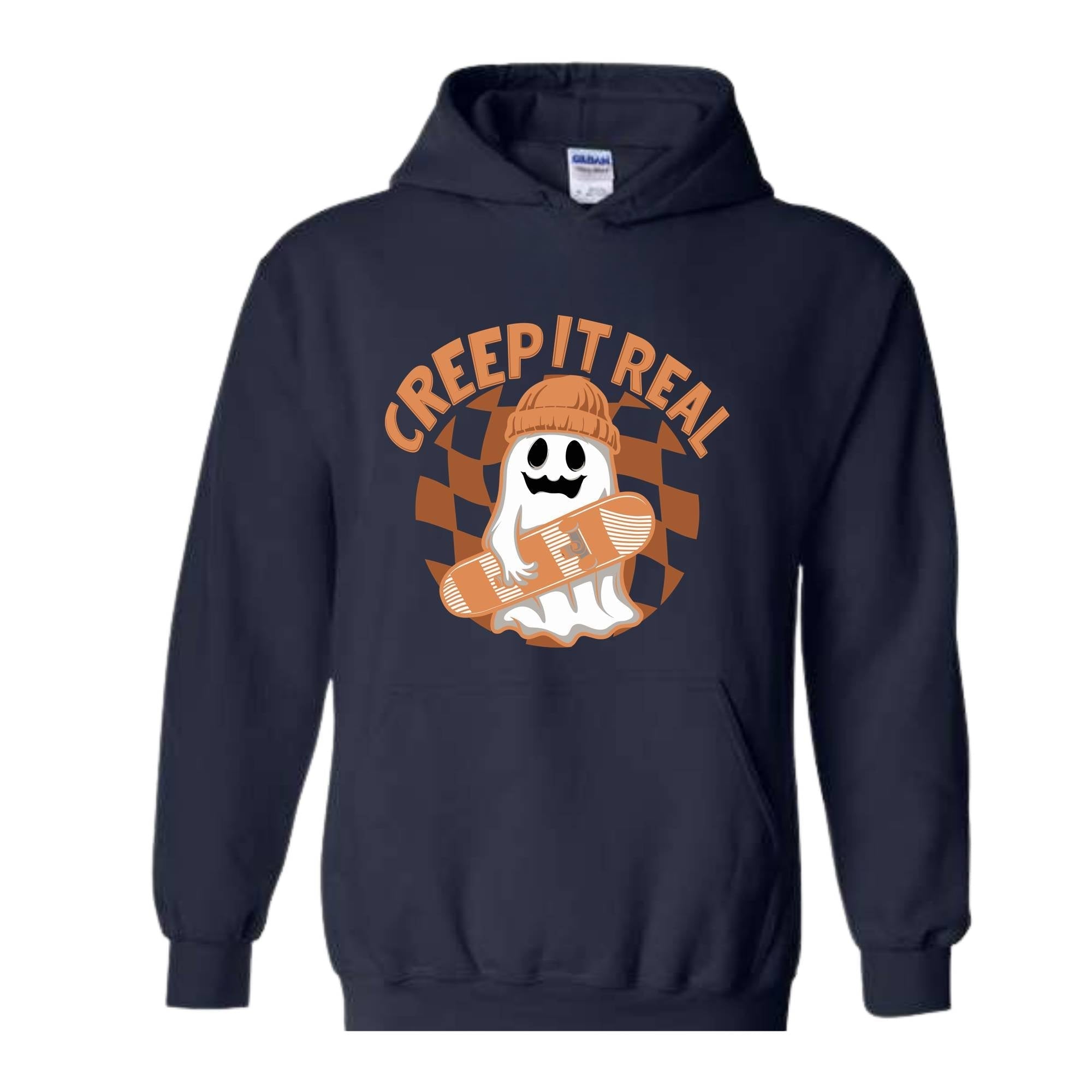 Creep It Real Halloween Hoodie, Cute Skater Ghost Hoodie, Funny Halloween Hoodie, Cute Fall Hoodie, Spooky Season Hoodie
