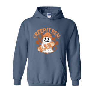 Creep It Real Halloween Hoodie, Cute Skater Ghost Hoodie, Funny Halloween Hoodie, Cute Fall Hoodie, Spooky Season Hoodie