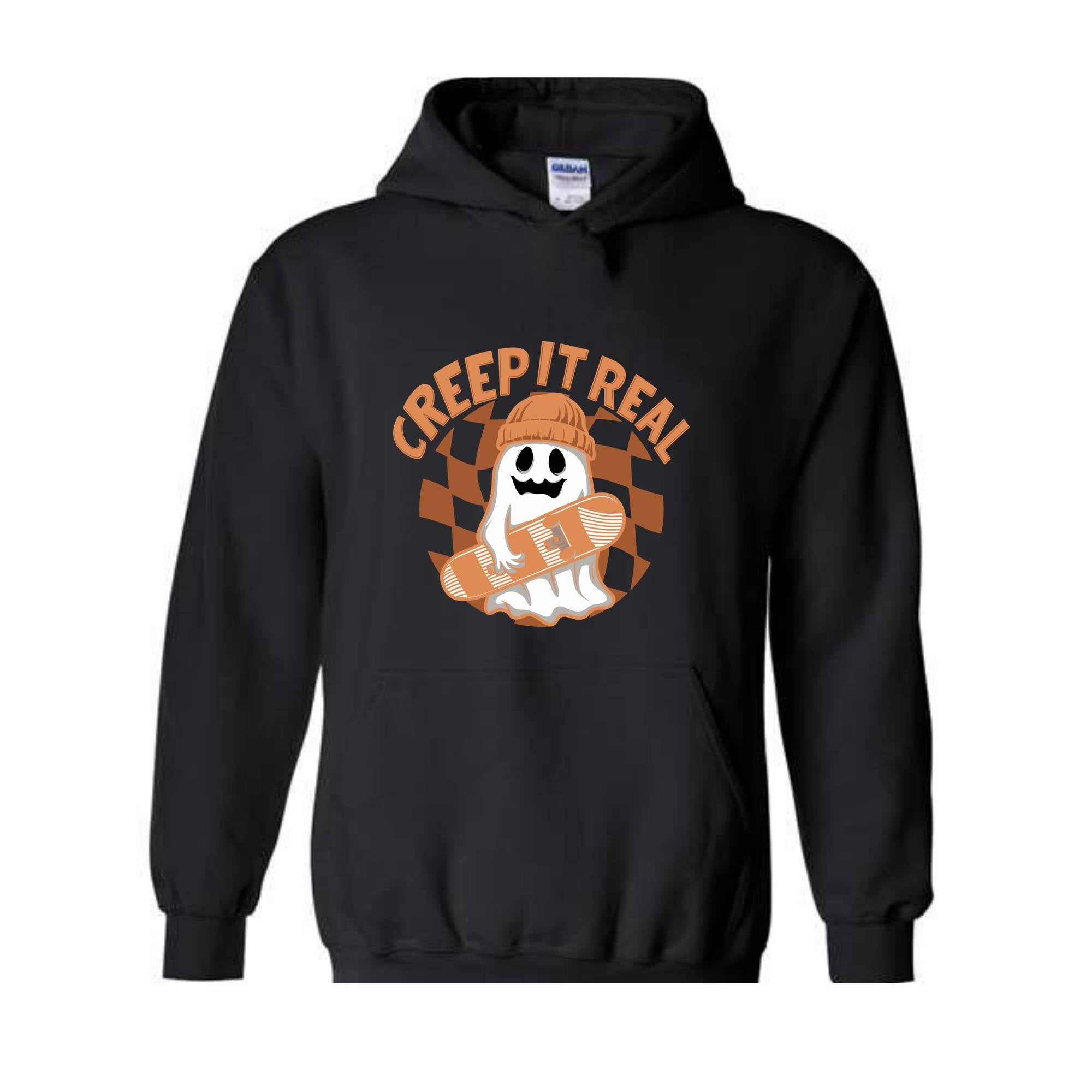 Creep It Real Halloween Hoodie, Cute Skater Ghost Hoodie, Funny Halloween Hoodie, Cute Fall Hoodie, Spooky Season Hoodie