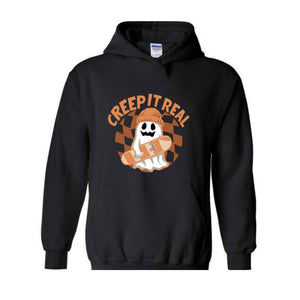 Creep It Real Halloween Hoodie, Cute Skater Ghost Hoodie, Funny Halloween Hoodie, Cute Fall Hoodie, Spooky Season Hoodie