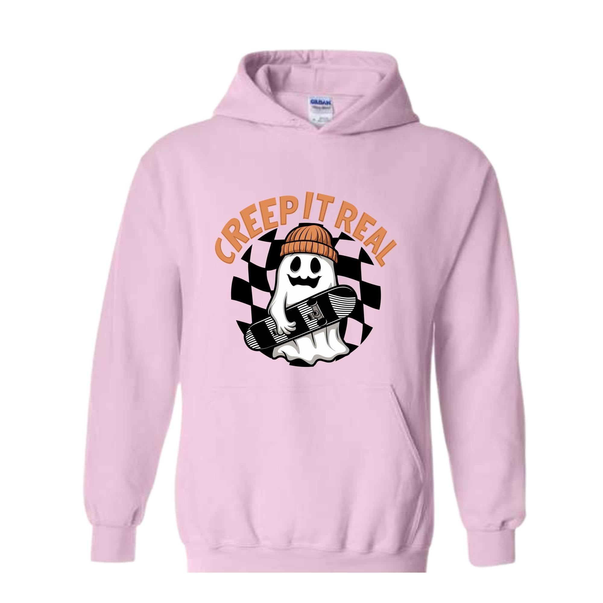 Creep It Real Halloween Hoodie, Cute Skater Ghost Hoodie, Funny Halloween Hoodie, Cute Fall Hoodie, Spooky Season Hoodie