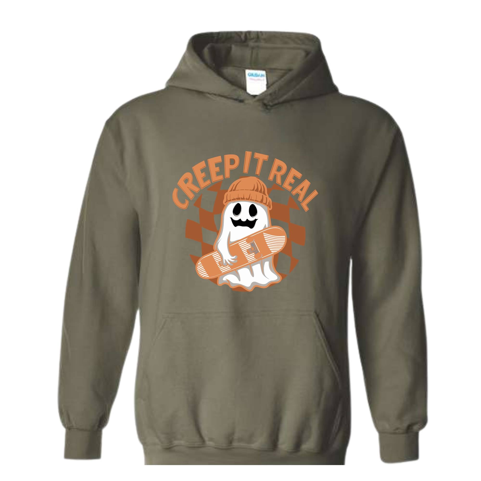 Creep It Real Halloween Hoodie, Cute Skater Ghost Hoodie, Funny Halloween Hoodie, Cute Fall Hoodie, Spooky Season Hoodie