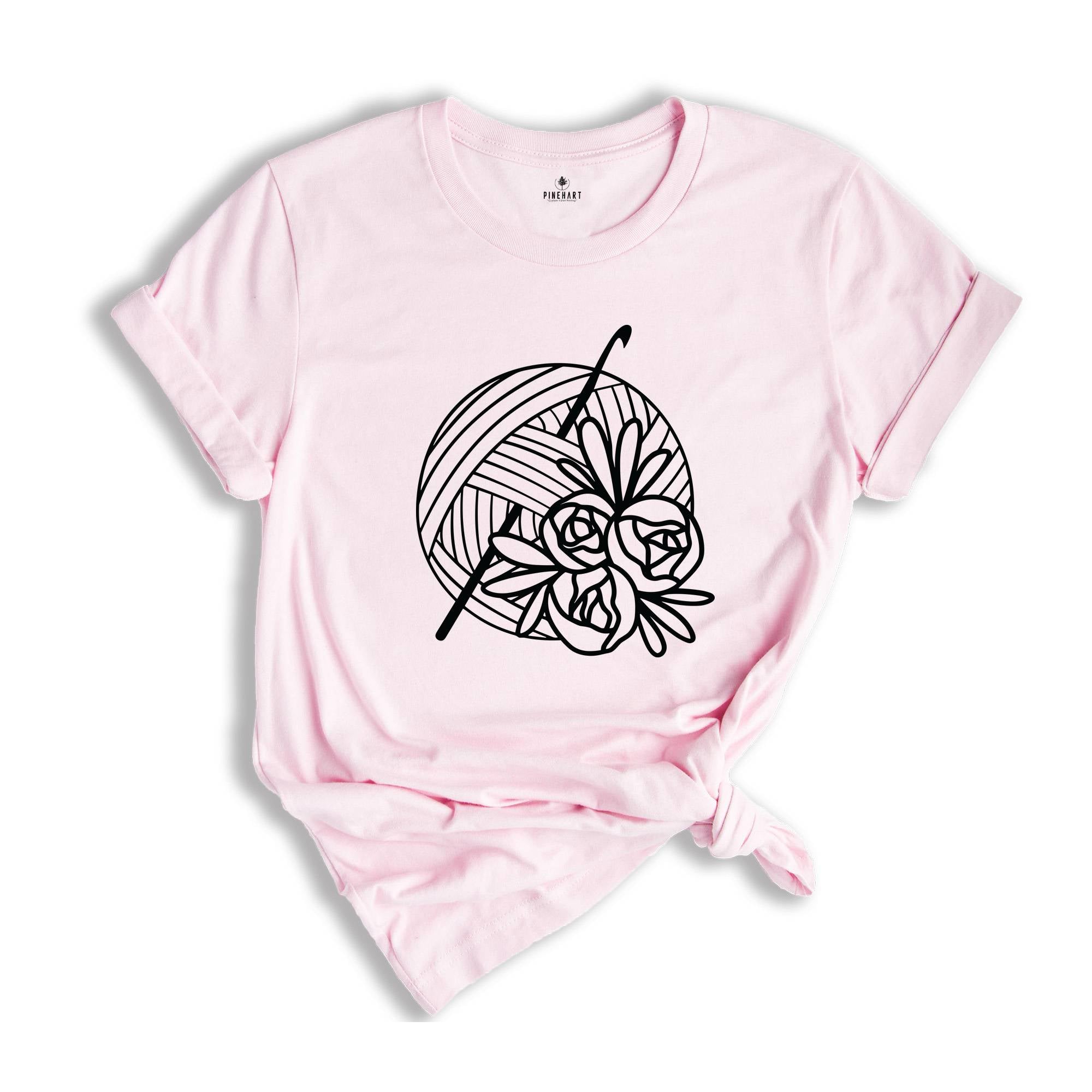 Crochet Floral Shirt, Crochet Shirt, Crochet Lover Shirt, Crocheting Shirt, Crocheter Gift, Yarn Floral Shirt, Yarn Flower Shirt, Yarn Shirt